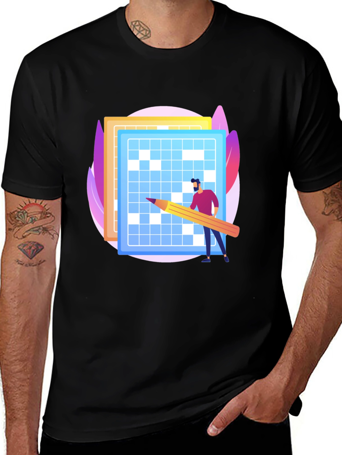 Puzzle Solver Graphic Tee - Black Cotton T-Shirt