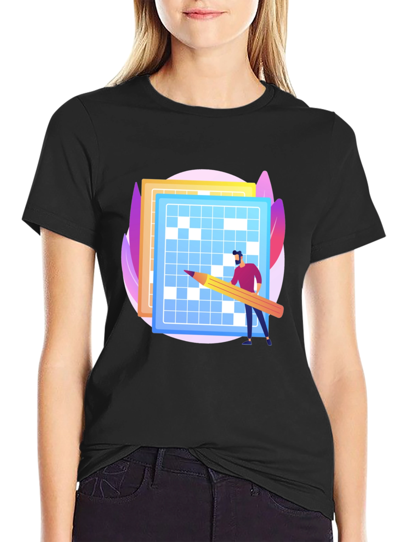 Puzzle Solver Graphic Tee - Black Cotton T-Shirt