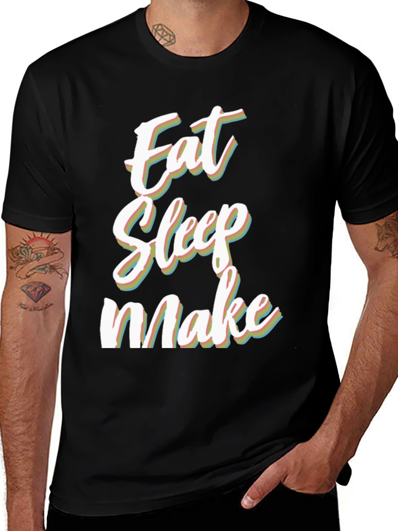 Eat Sleep Make Black Graphic Tee