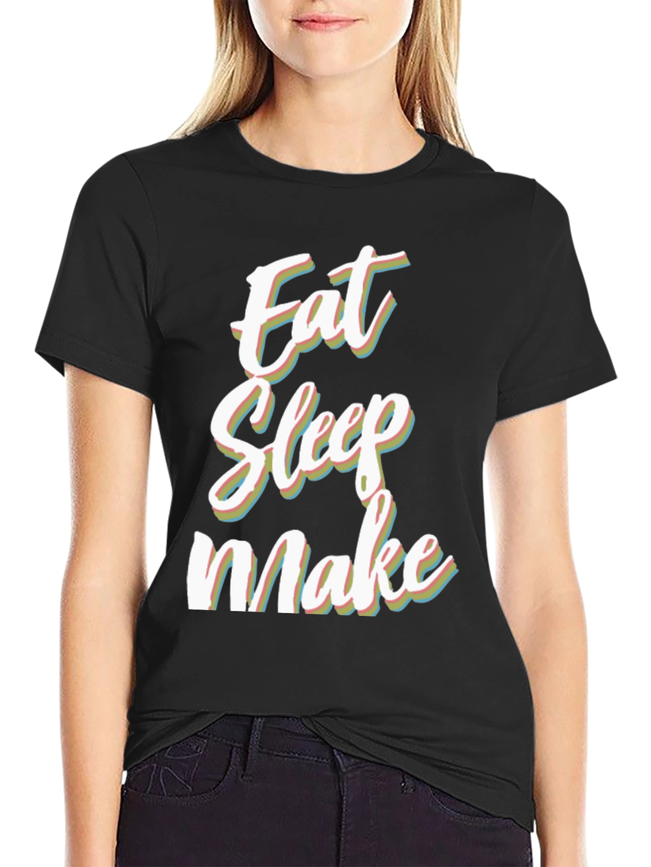 Eat Sleep Make Black Graphic Tee