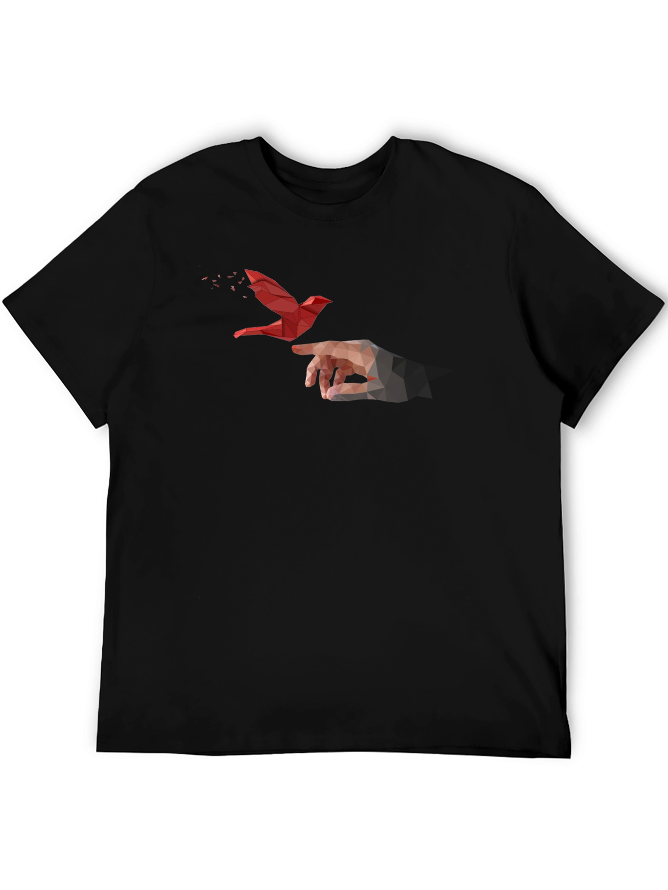 Geometric Bird Graphic Black T-Shirt
