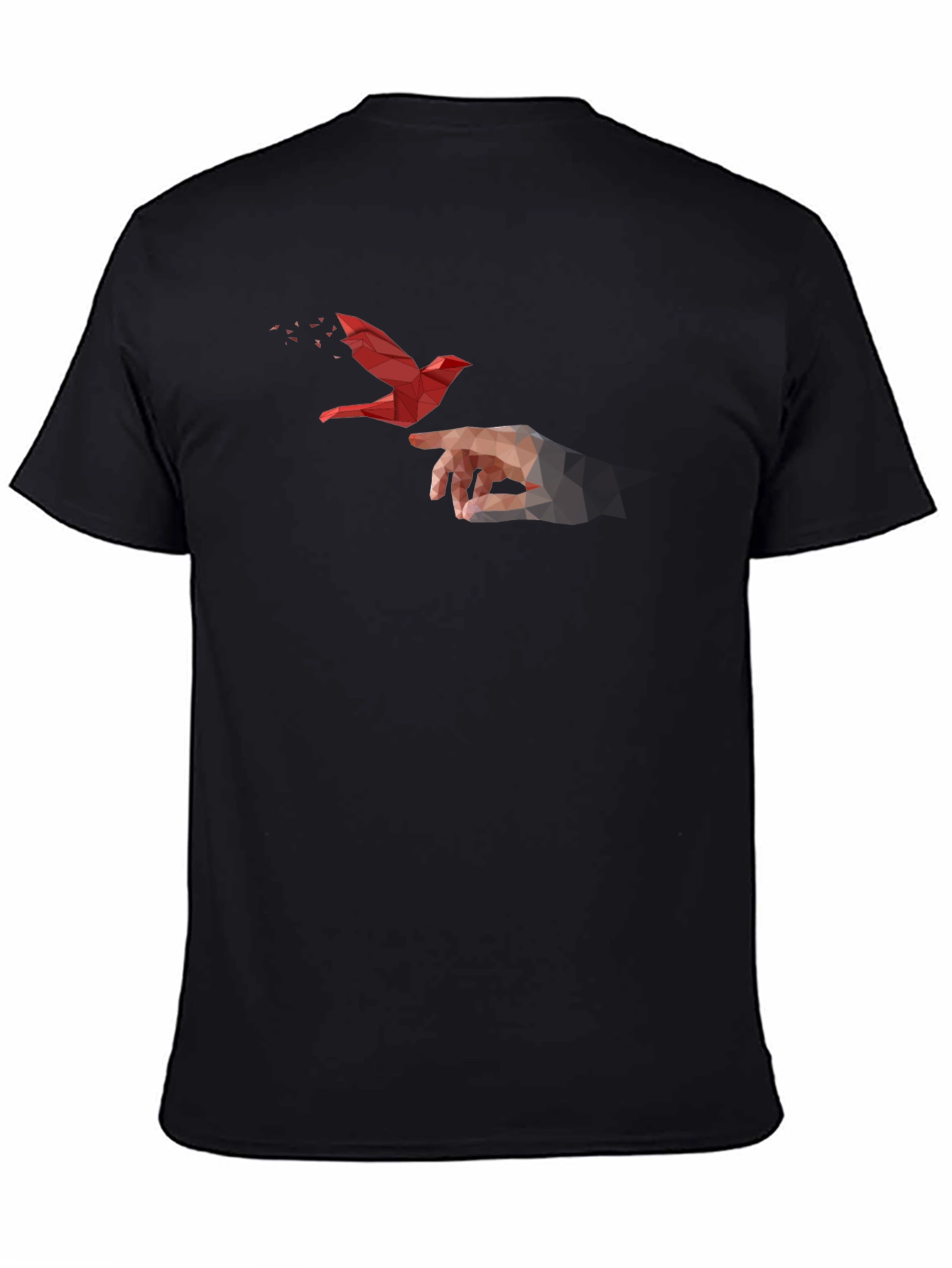 Geometric Bird Graphic Black T-Shirt