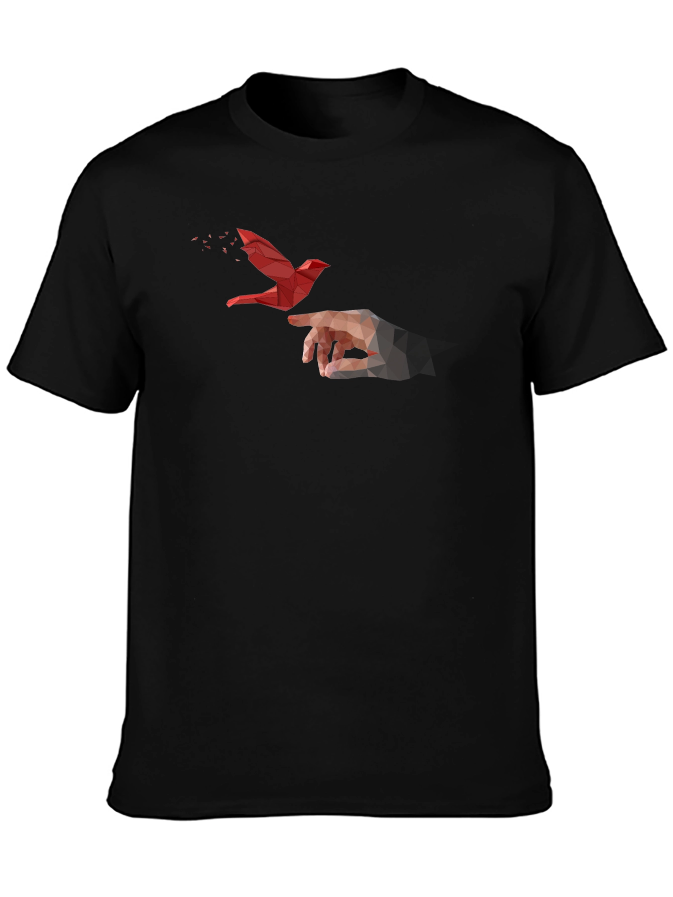 Geometric Bird Graphic Black T-Shirt