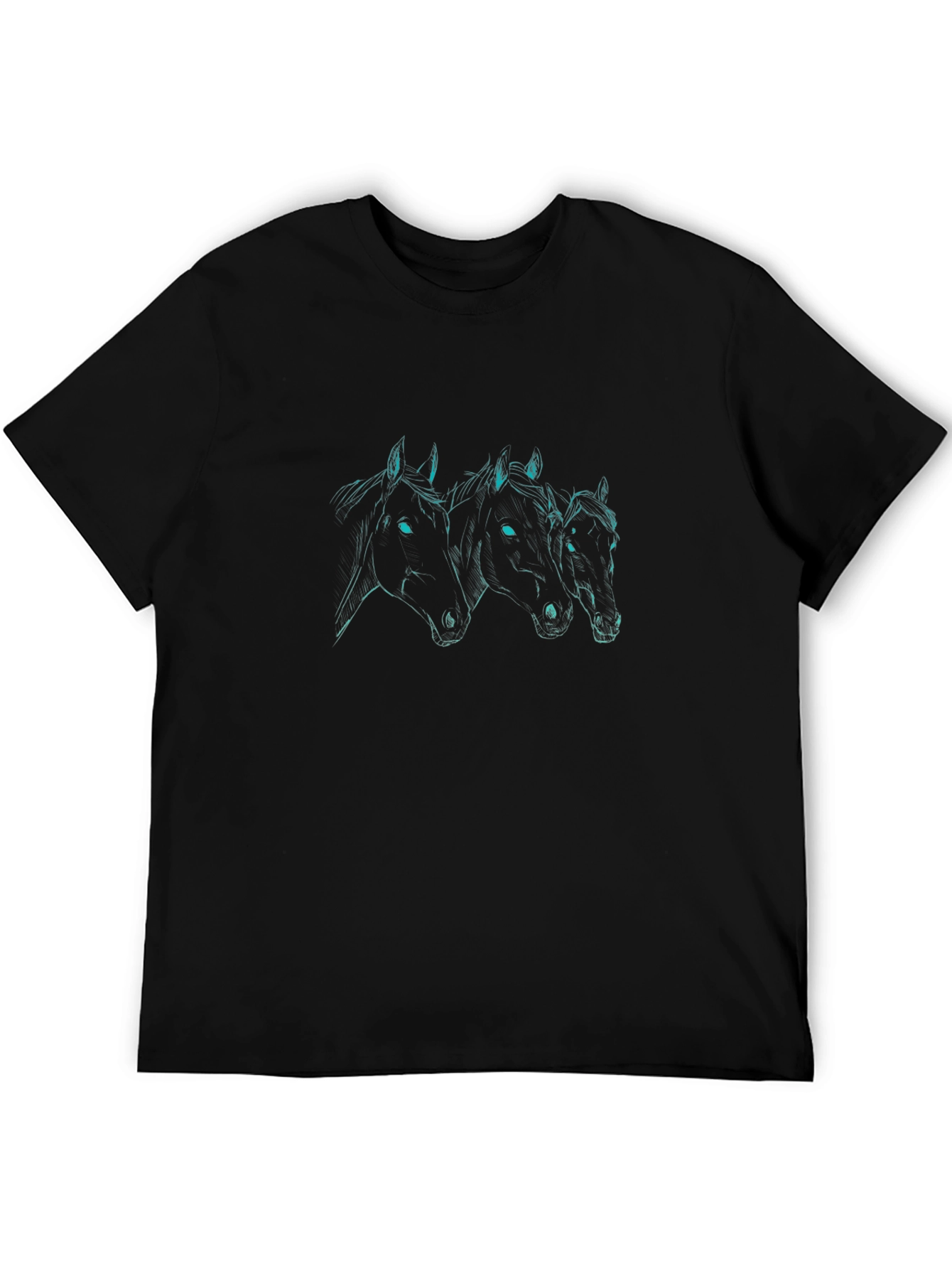 Three Horses Graphic Black T-Shirt