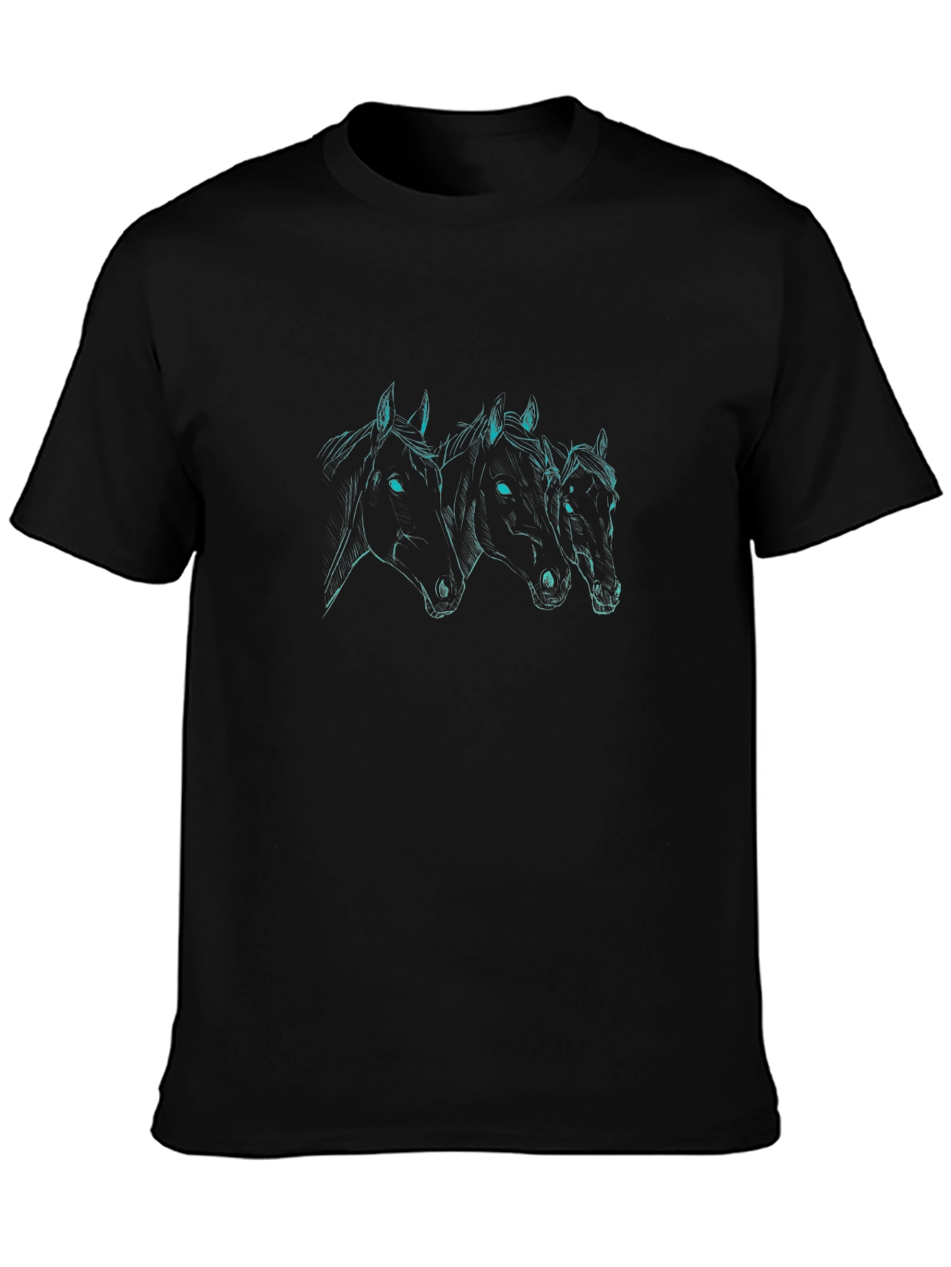 Three Horses Graphic Black T-Shirt