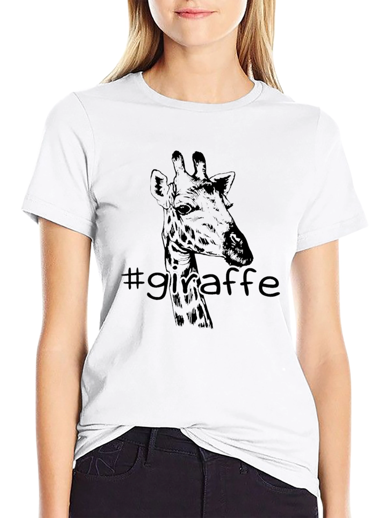 Giraffe Graphic Tee - Stylish Black T-Shirt