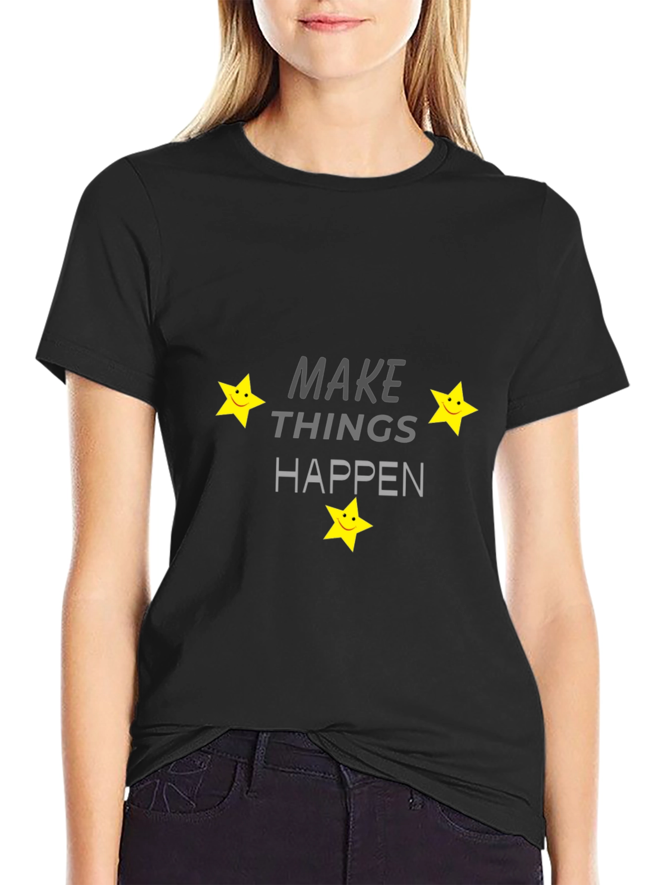 Make Things Happen Black Graphic Tee