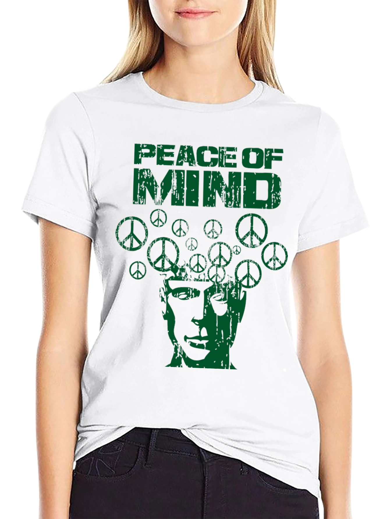 Peace of Mind Graphic Print Crew Neck T-Shirt