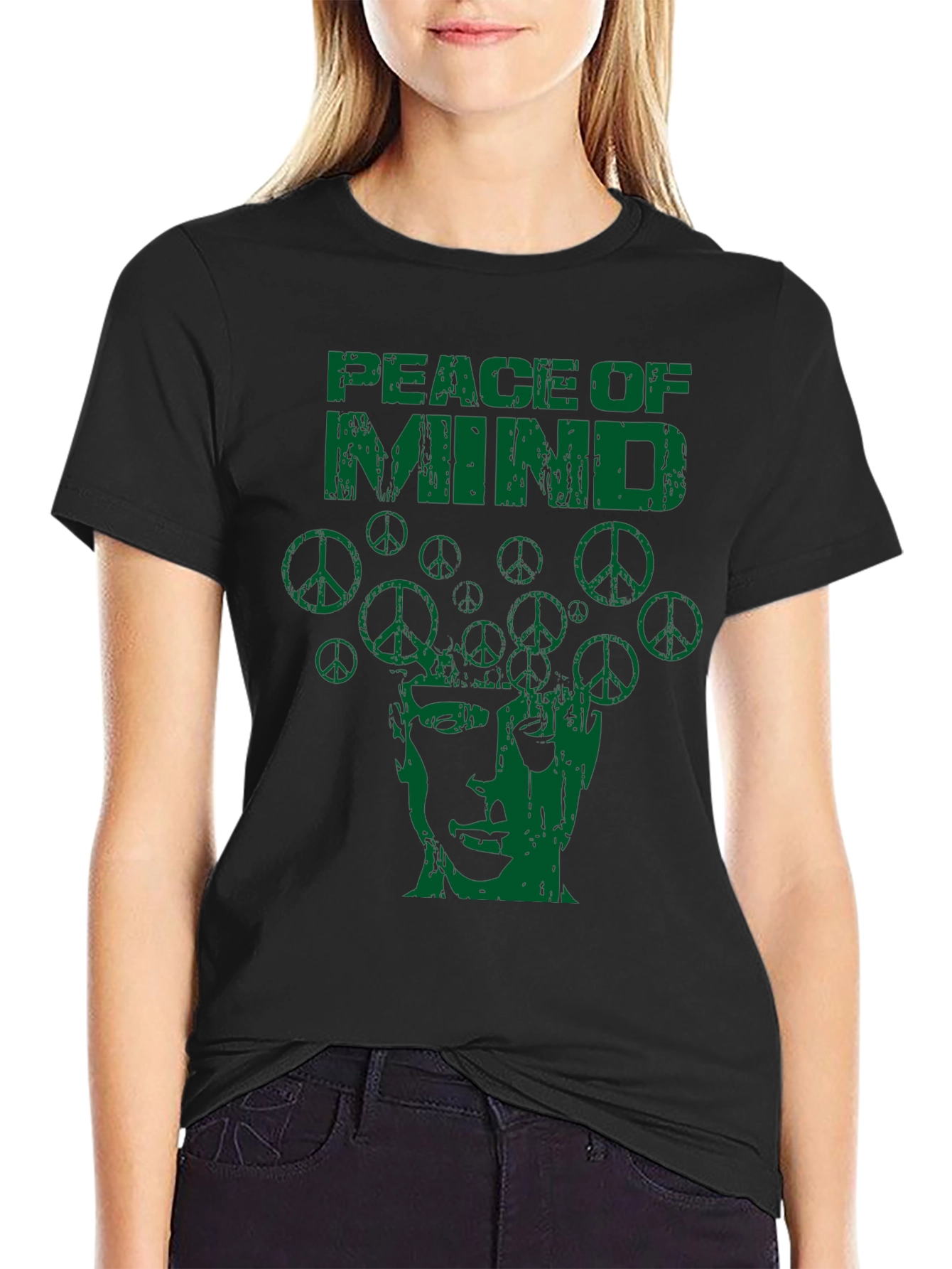 Peace of Mind Graphic Print Crew Neck T-Shirt