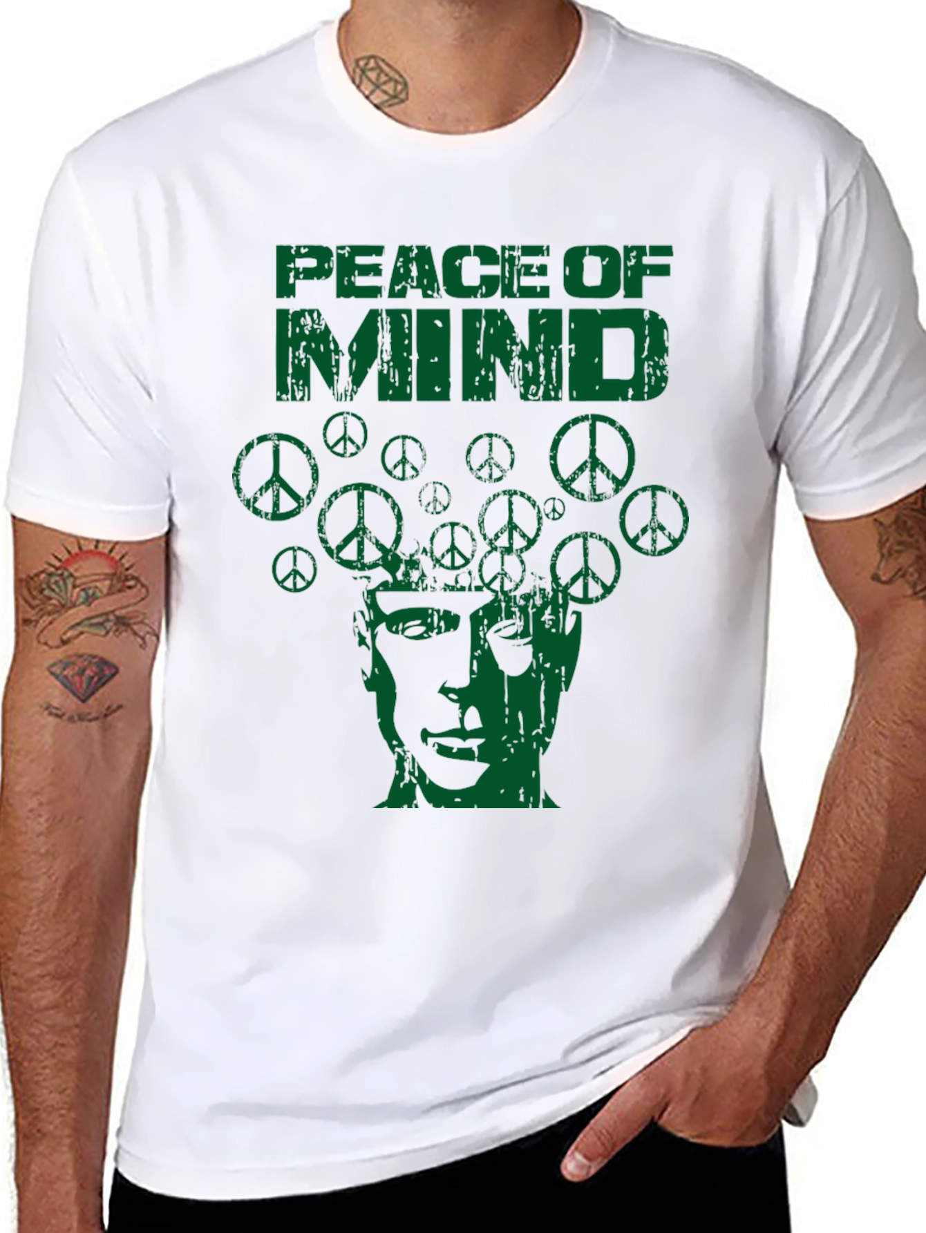 Peace of Mind Graphic Print Crew Neck T-Shirt