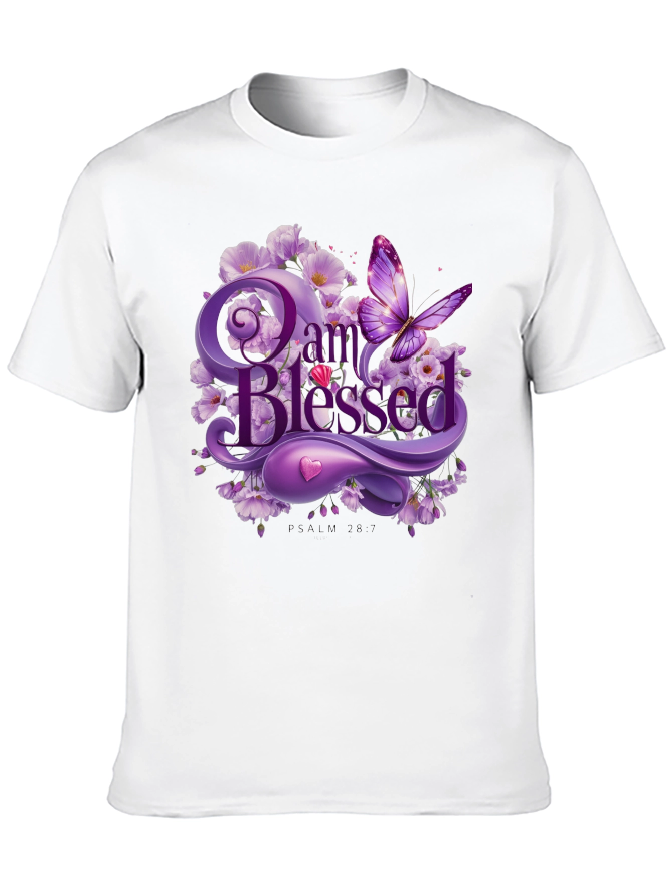 I Am Blessed T-Shirt Purple Floral Butterfly Design