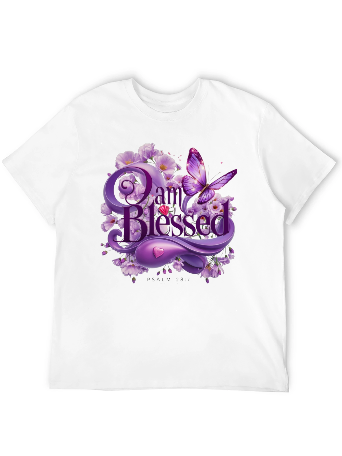 I Am Blessed T-Shirt Purple Floral Butterfly Design