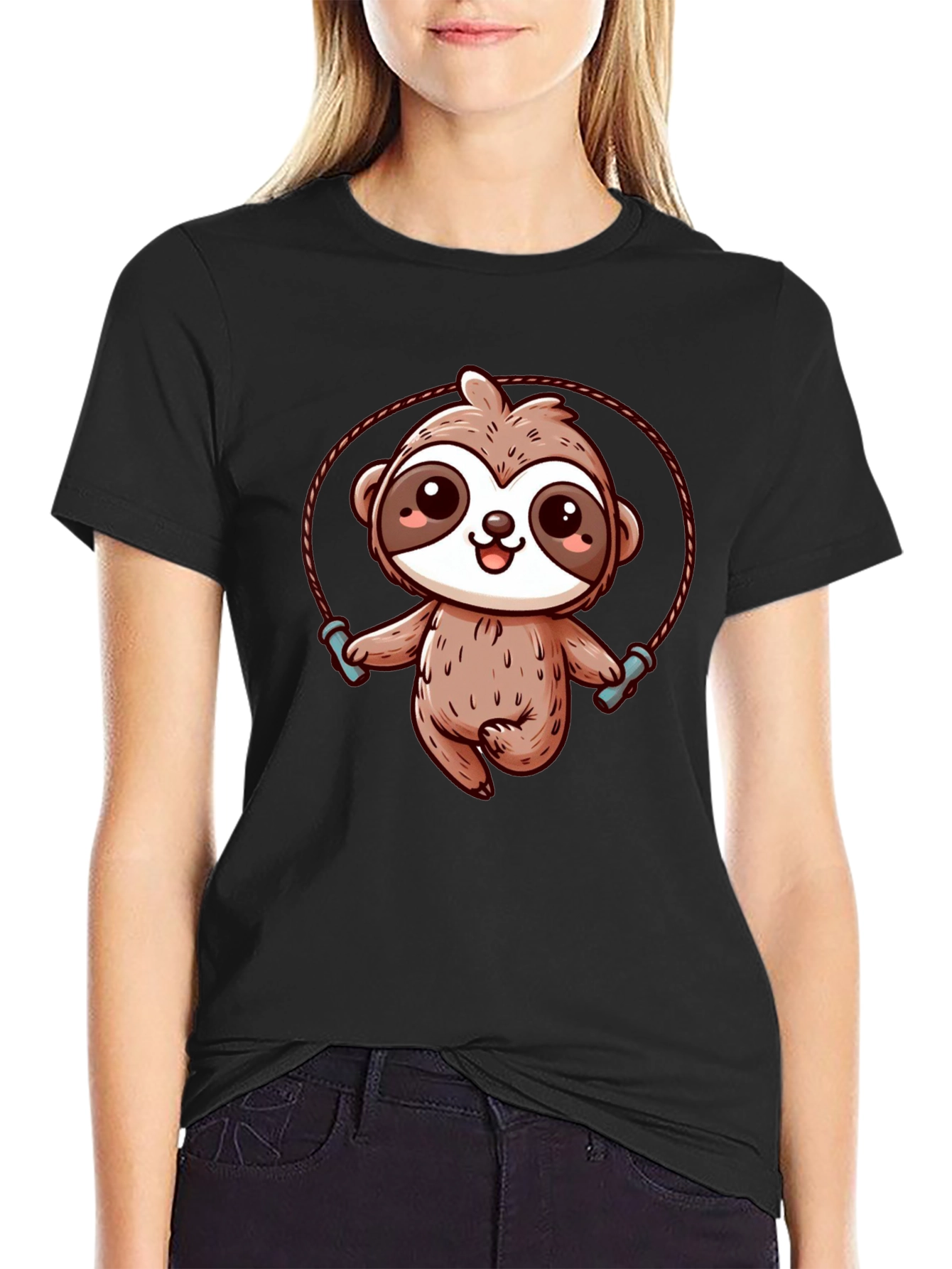 Sloth Skipping Rope Graphic T-Shirt