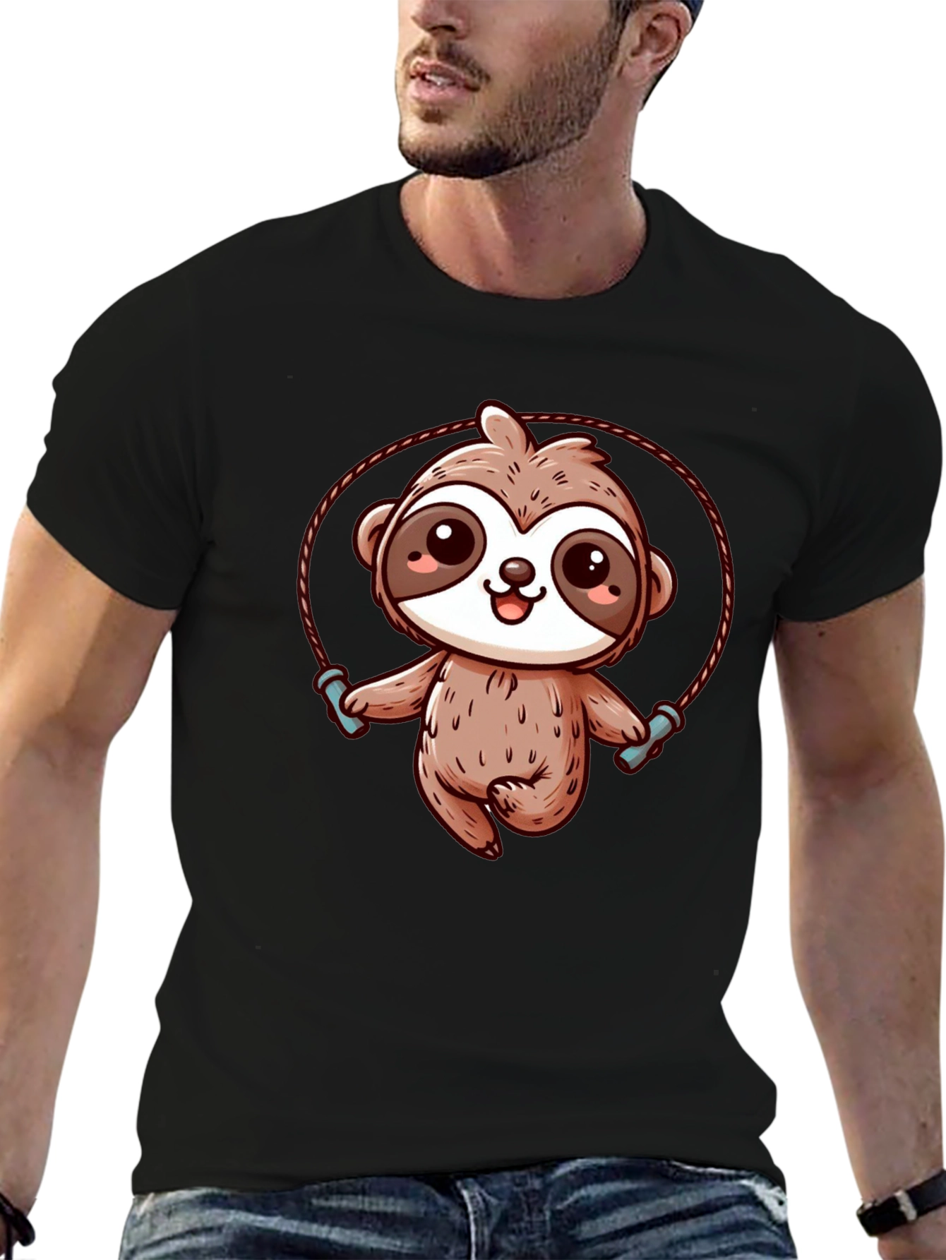 Sloth Skipping Rope Graphic T-Shirt