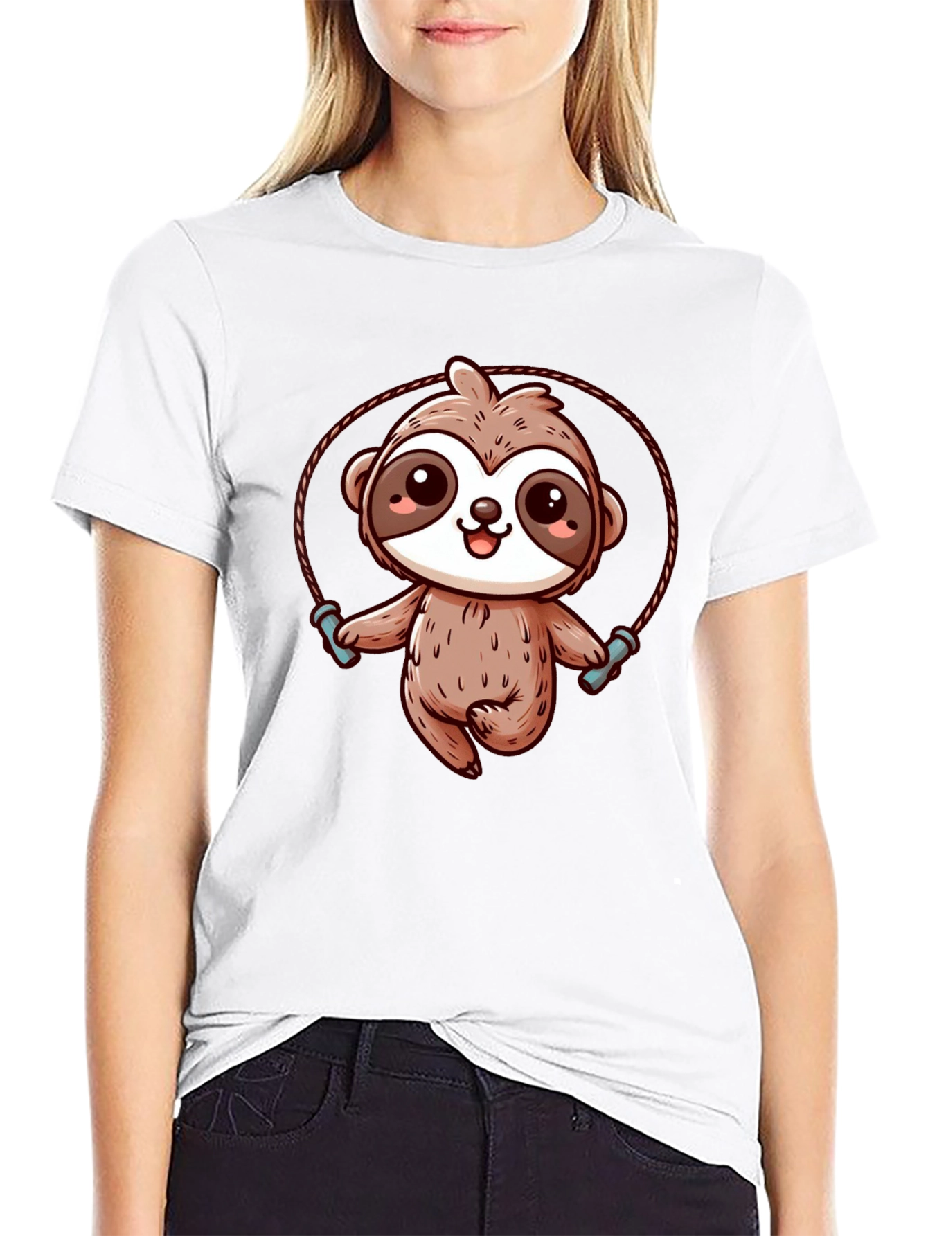 Sloth Skipping Rope Graphic T-Shirt