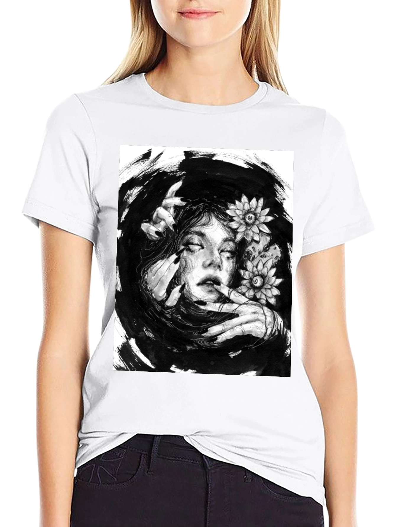 Mystic Woman Graphic T-Shirt - Black Cotton Tee