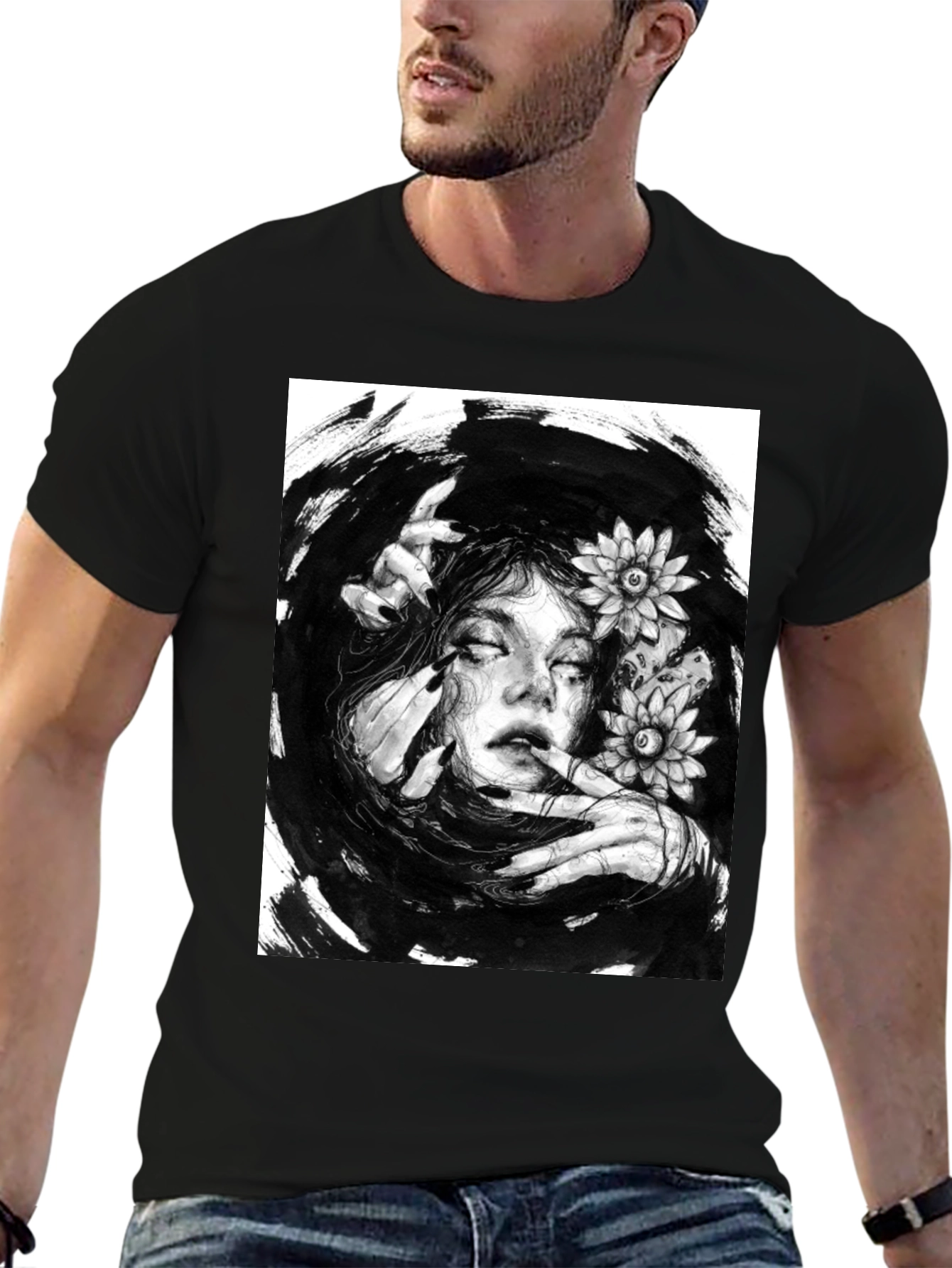 Mystic Woman Graphic T-Shirt - Black Cotton Tee