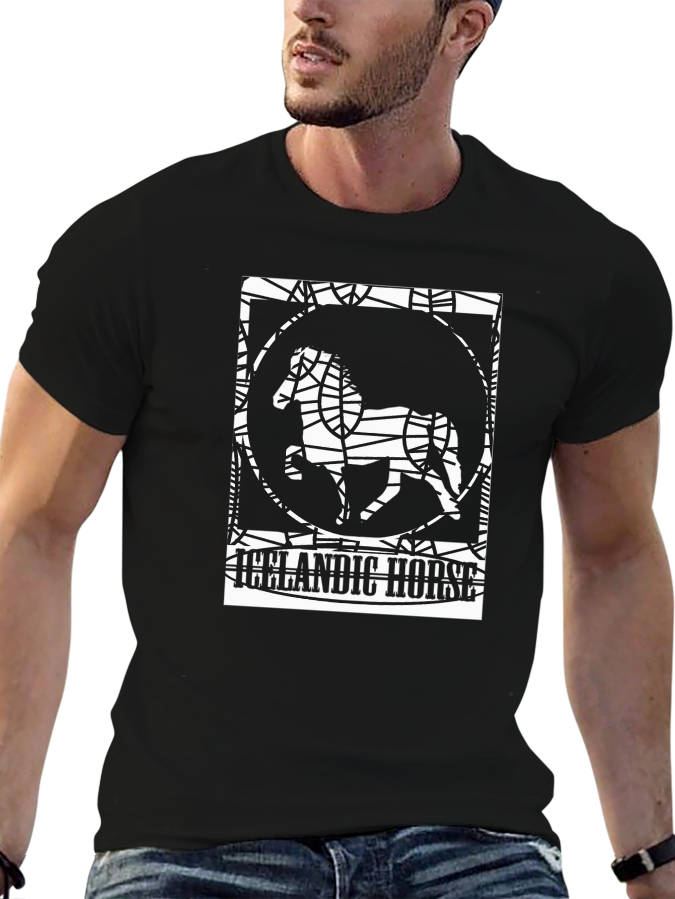 Icelandic Horse Graphic Tee - Black Unisex T-Shirt