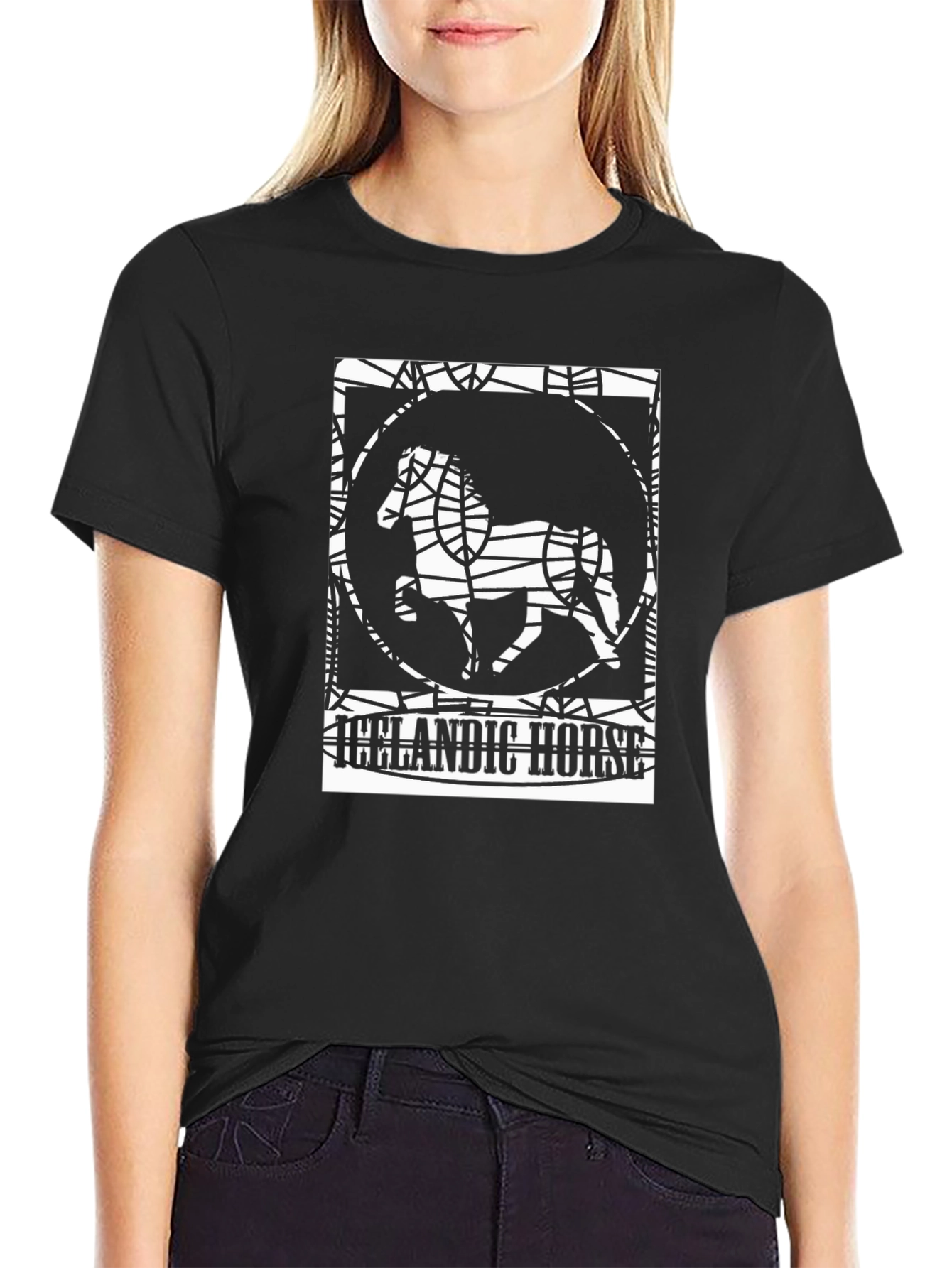 Icelandic Horse Graphic Tee - Black Unisex T-Shirt