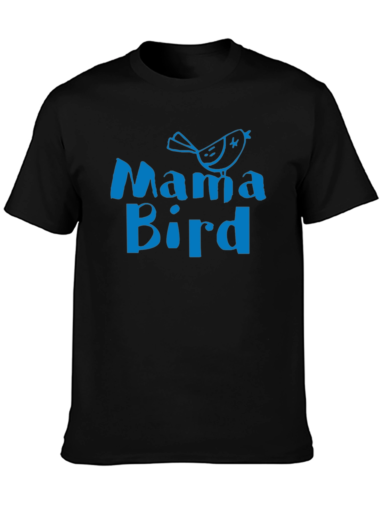 Mama Bird Graphic Tee - Soft Black Cotton T-Shirt