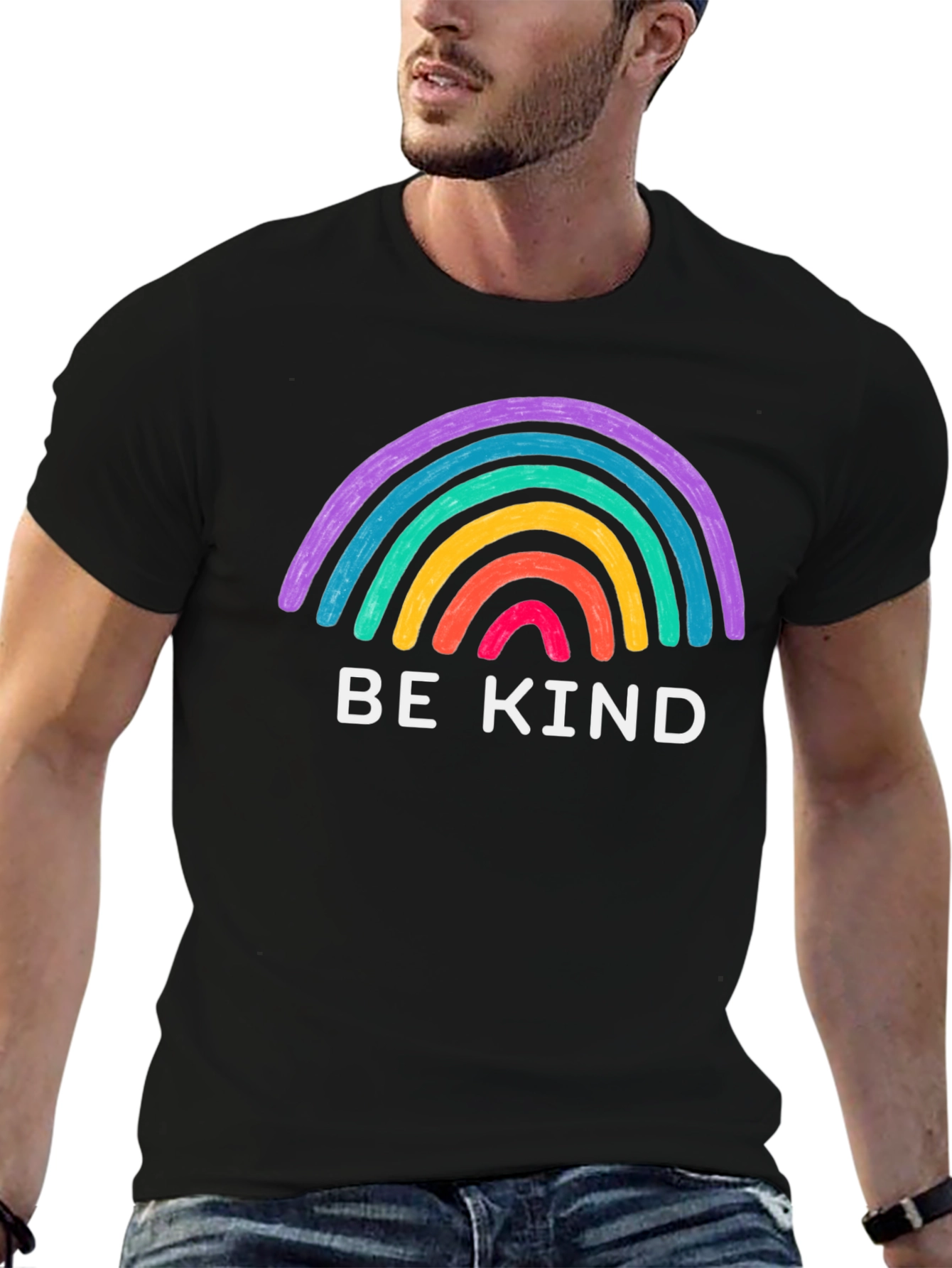 Be Kind Rainbow Graphic Tee - Black T-Shirt