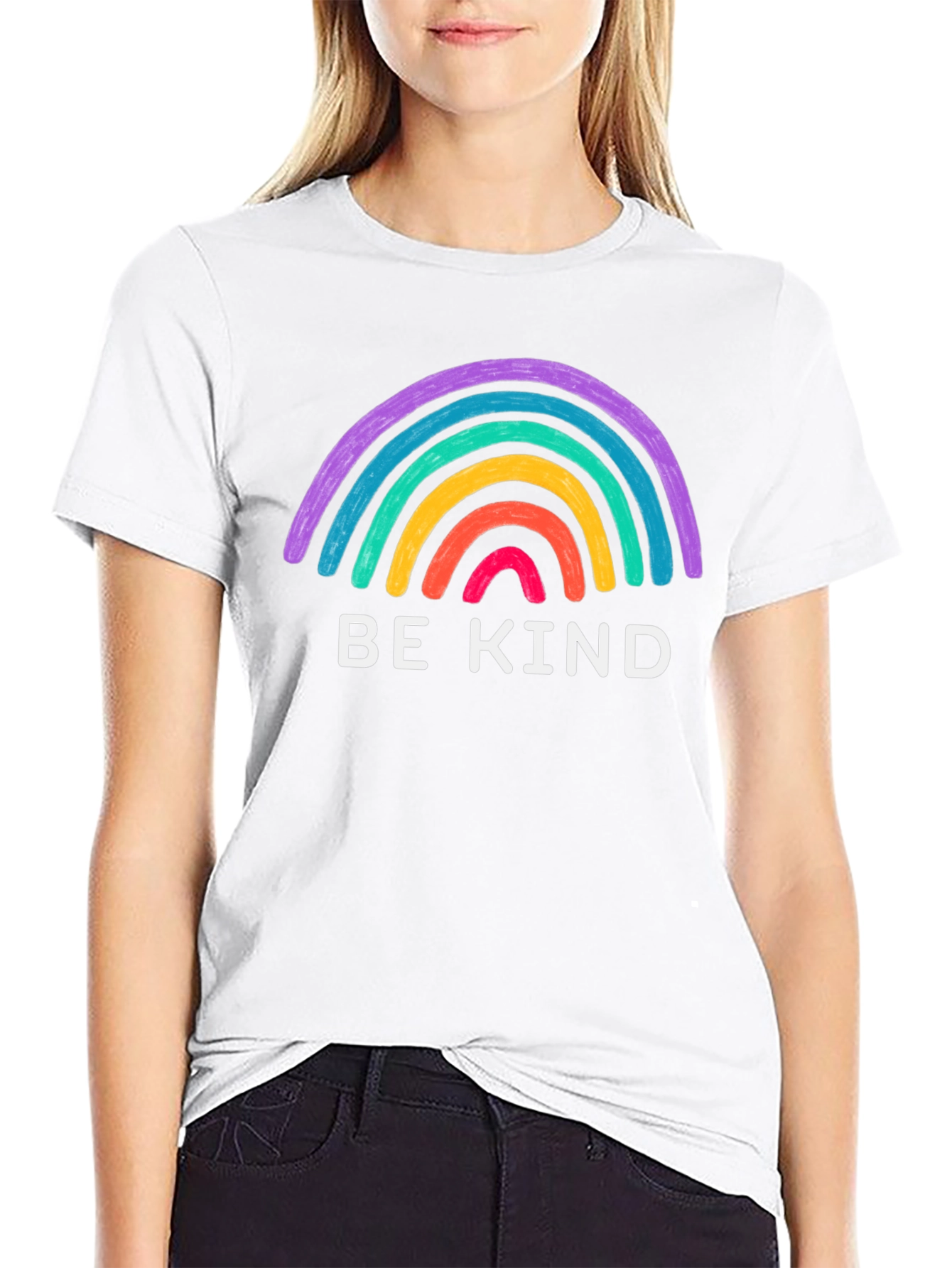 Be Kind Rainbow Graphic Tee - Black T-Shirt