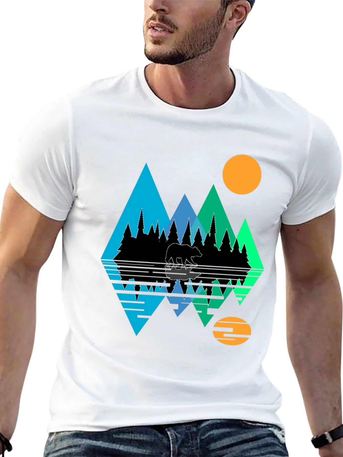 Bear Forest Reflective Graphic T-Shirt