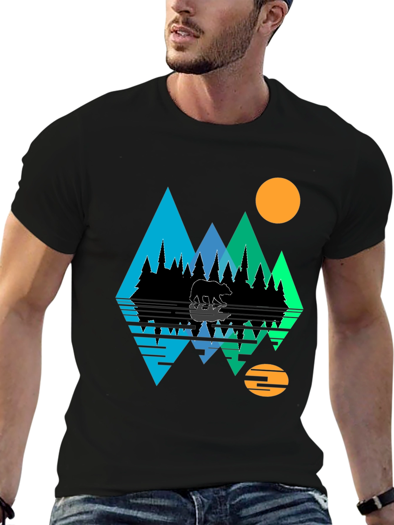 Bear Forest Reflective Graphic T-Shirt
