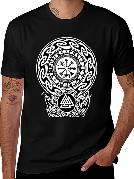 Viking Rune Compass Valknut Black T-Shirt