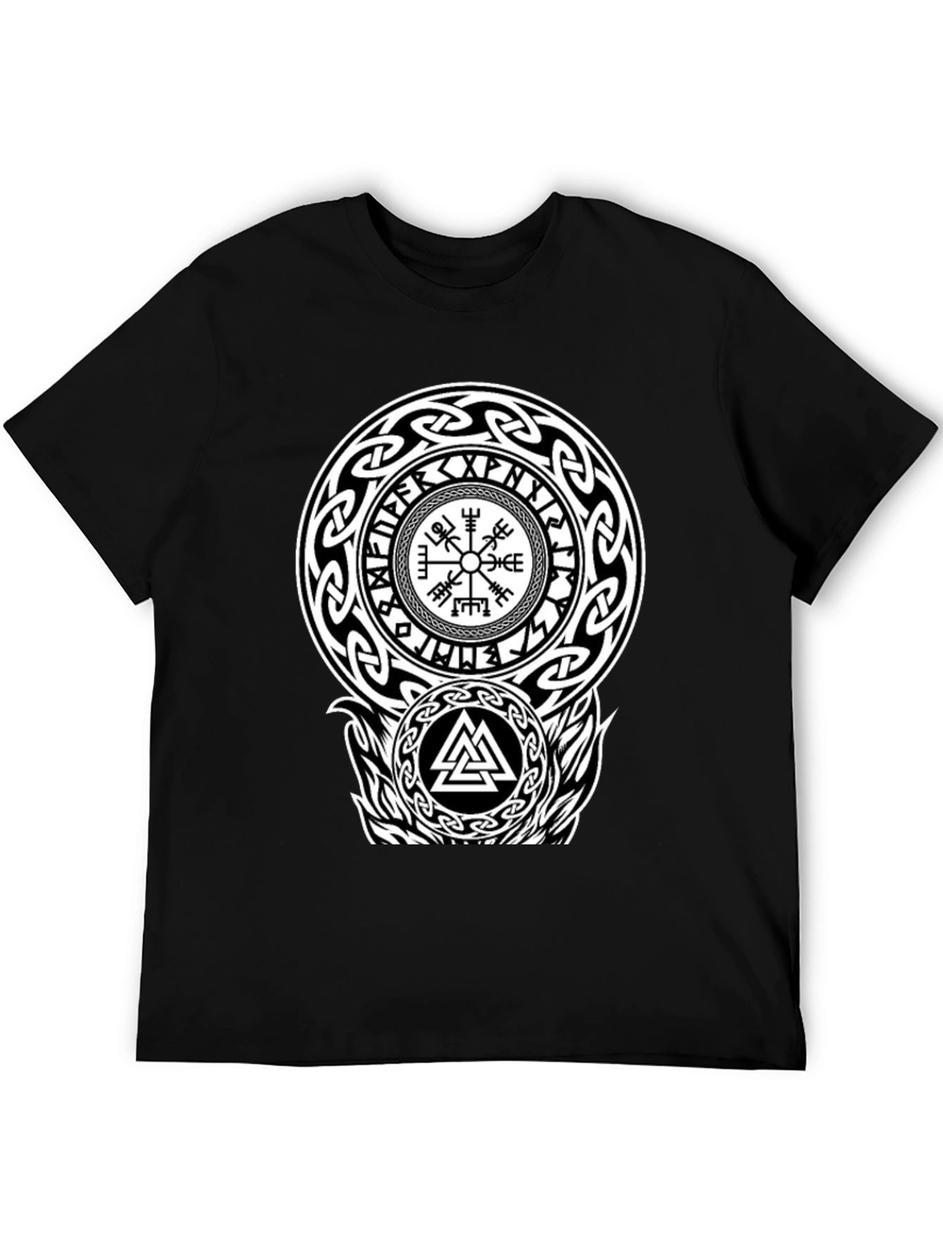 Viking Rune Compass Valknut Black T-Shirt