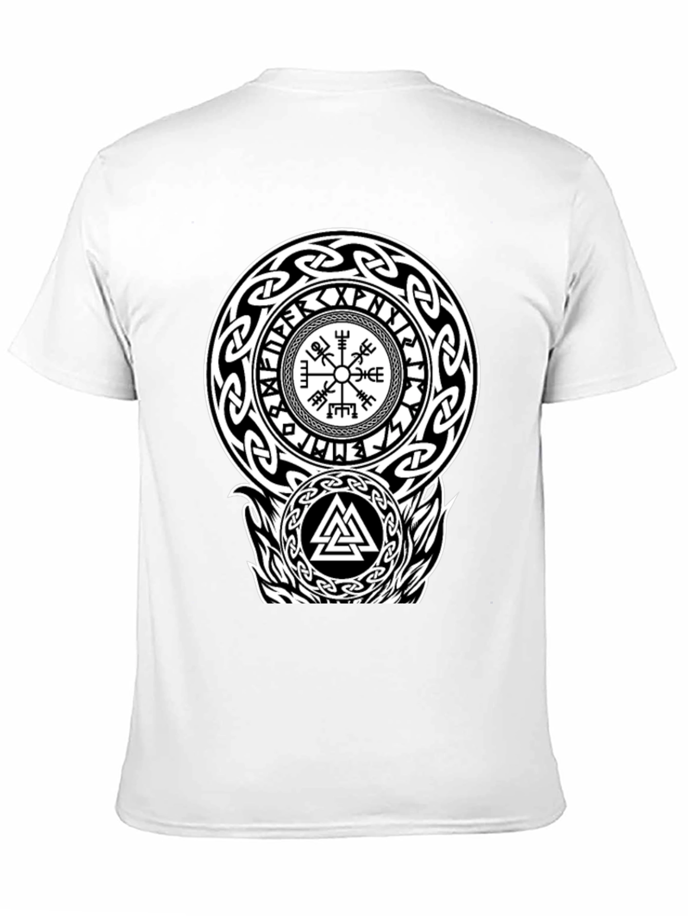 Viking Rune Compass Valknut Black T-Shirt