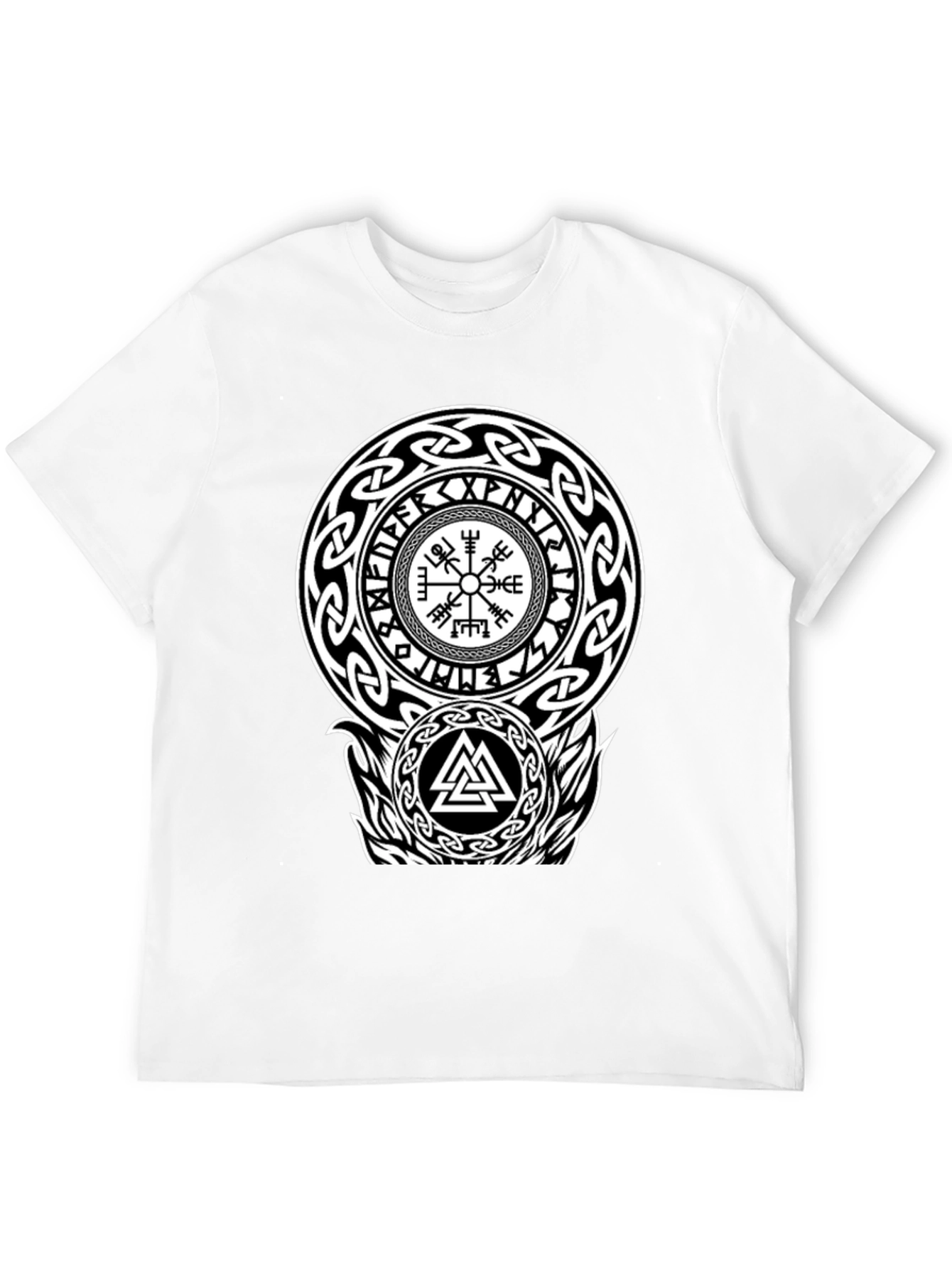 Viking Rune Compass Valknut Black T-Shirt