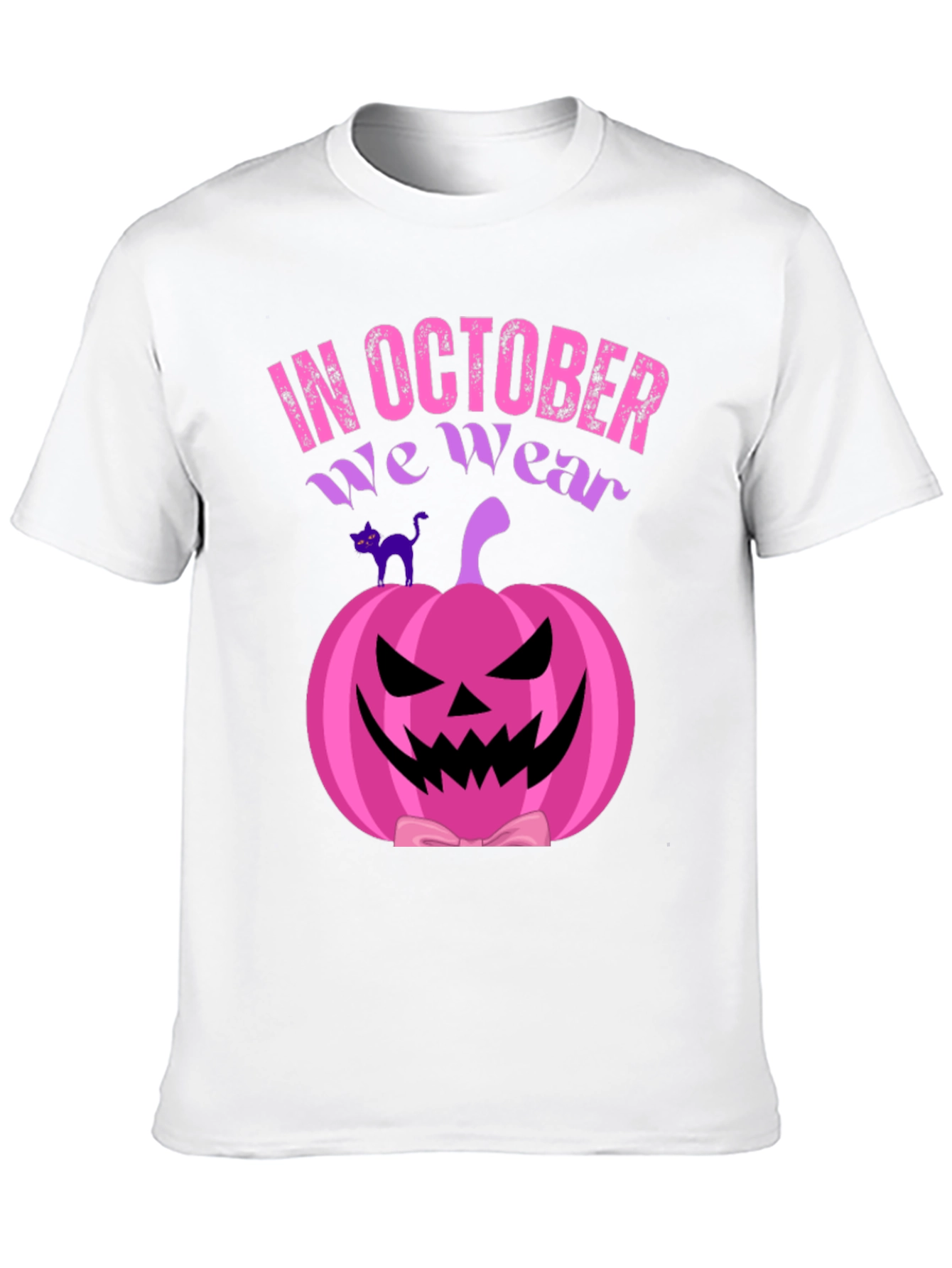 In October We Wear Pink Pumpkin Halloween T-Shirt