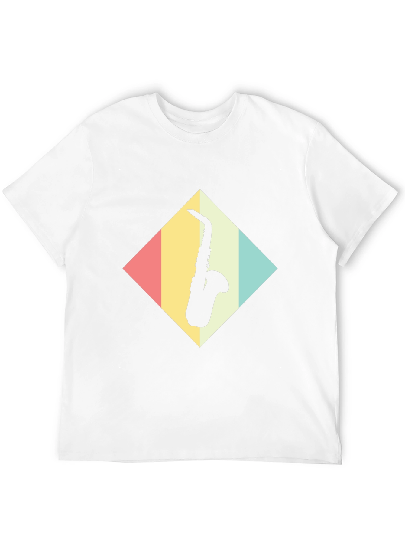 Saxophone Diamond Graphic Tee - Retro Style