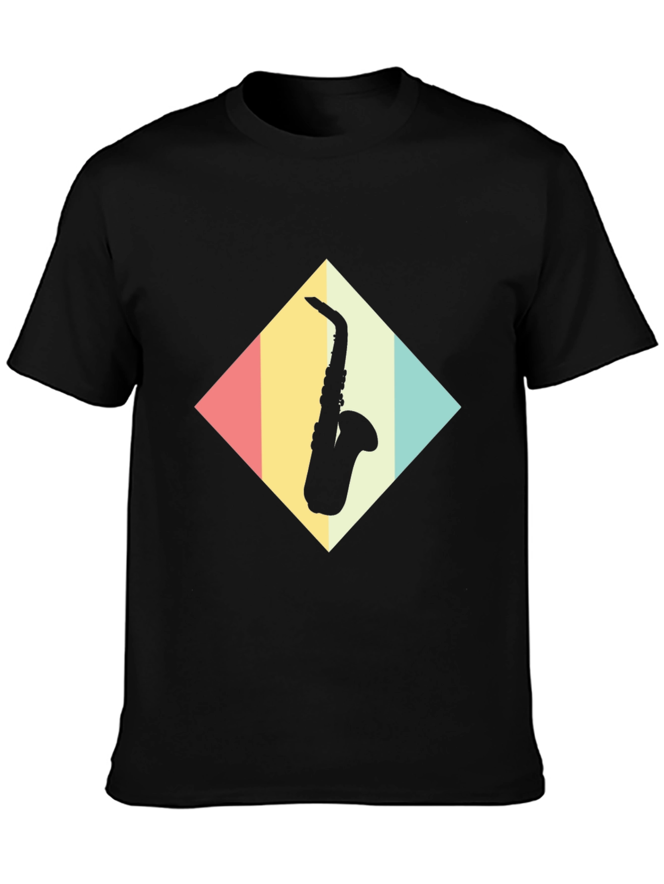 Saxophone Diamond Graphic Tee - Retro Style