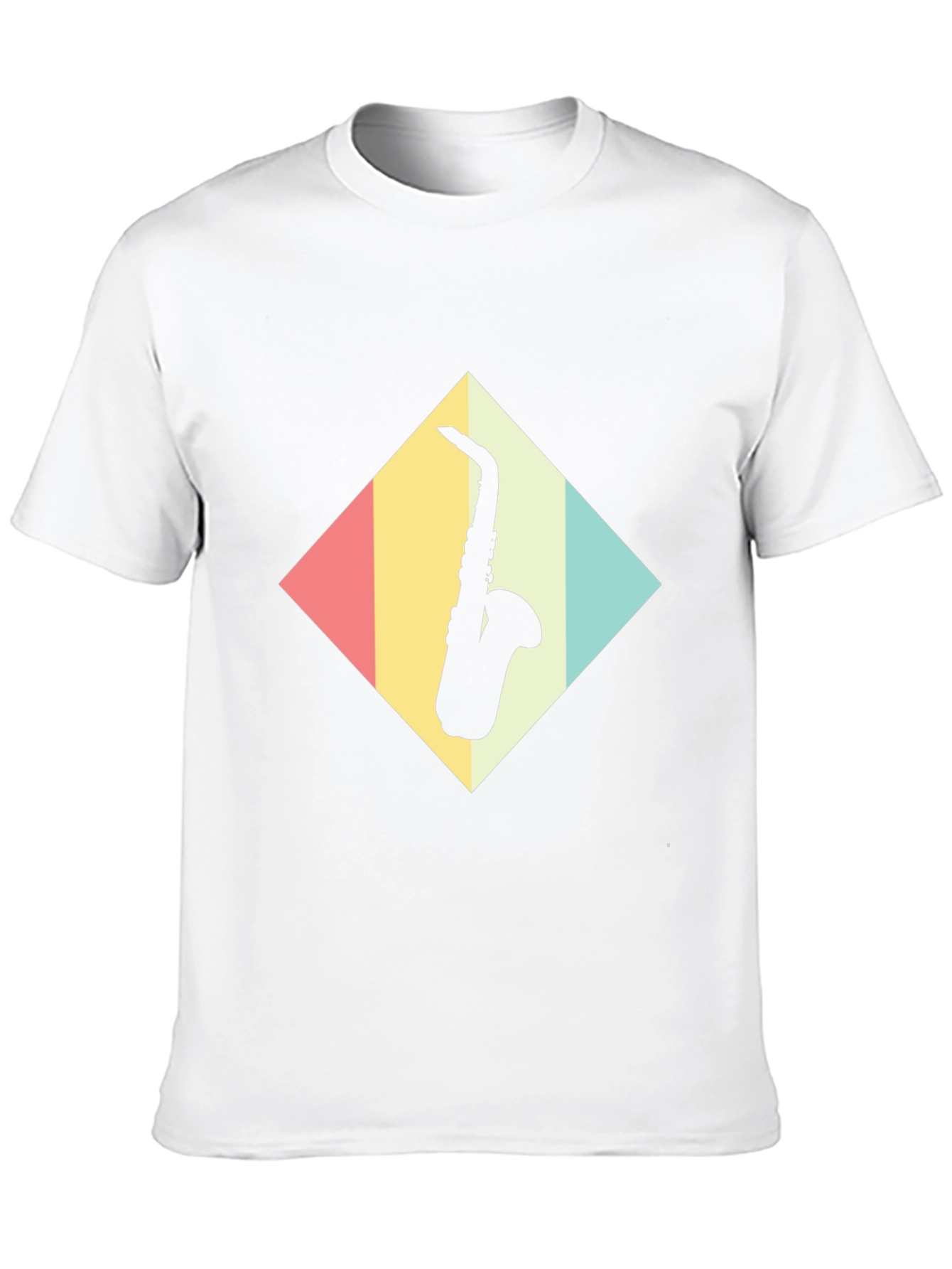 Saxophone Diamond Graphic Tee - Retro Style