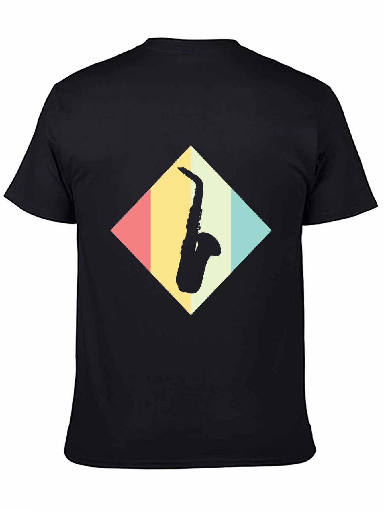 Saxophone Diamond Graphic Tee - Retro Style