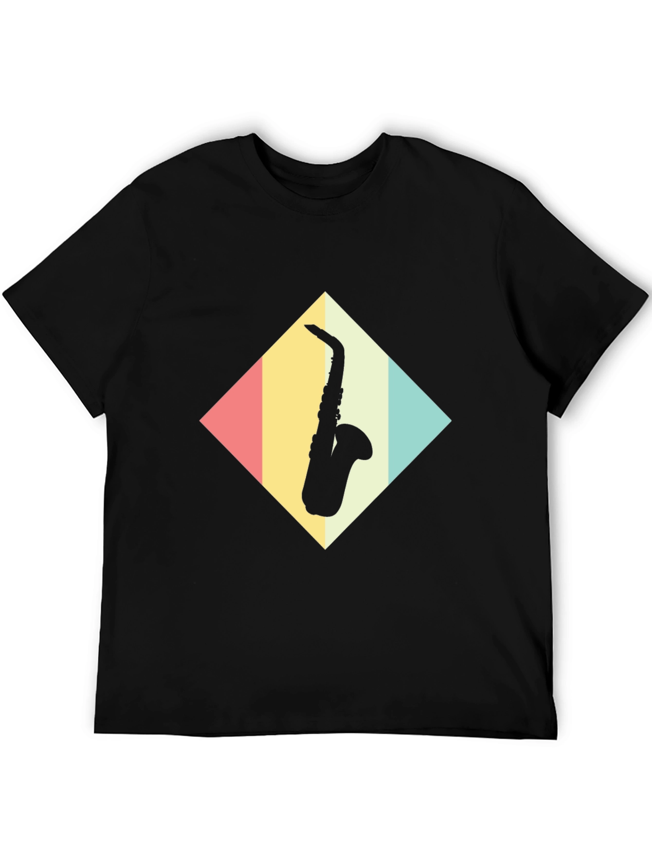 Saxophone Diamond Graphic Tee - Retro Style