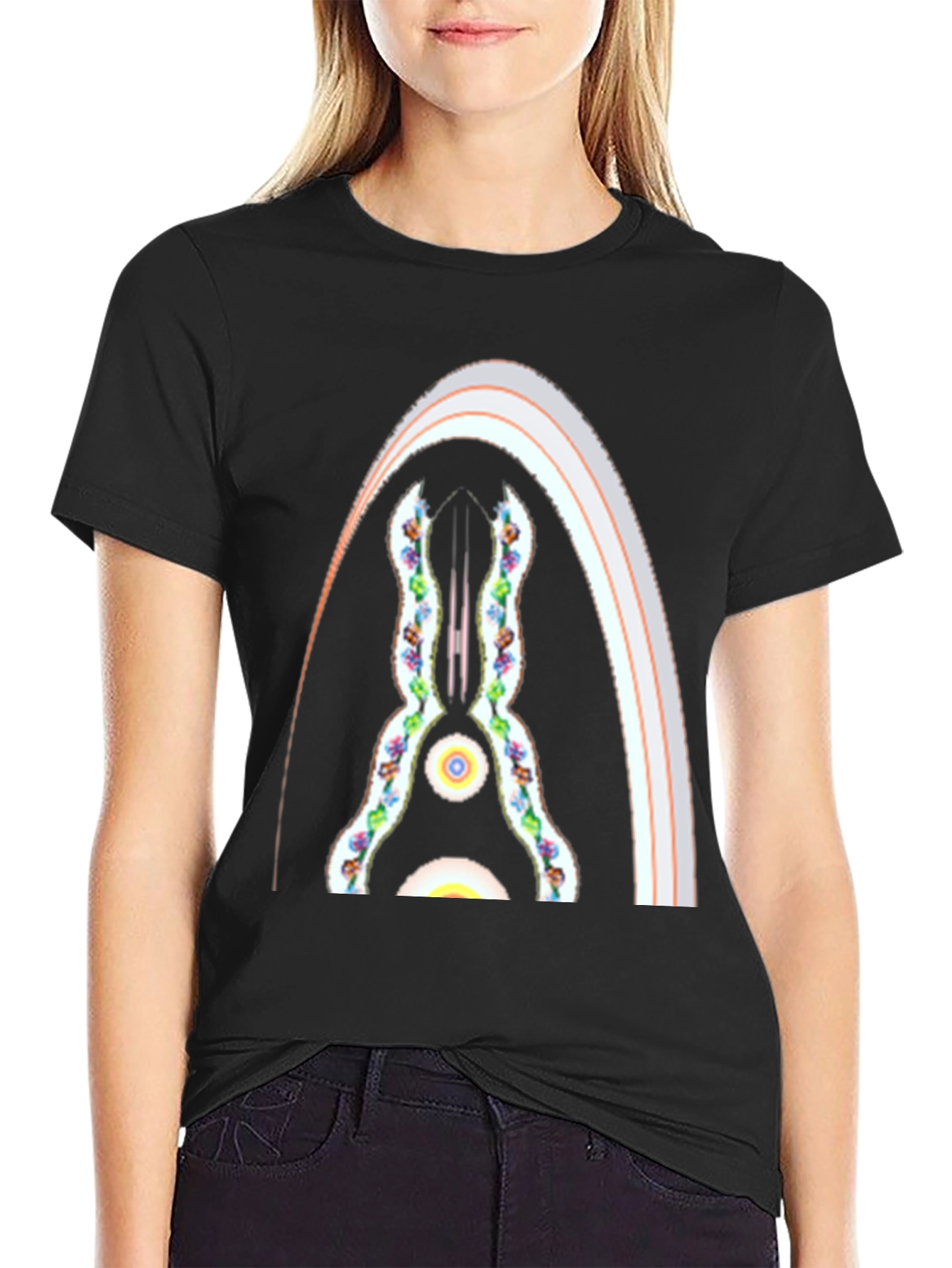 Abstract Archway Graphic Tee - Black Cotton Blend