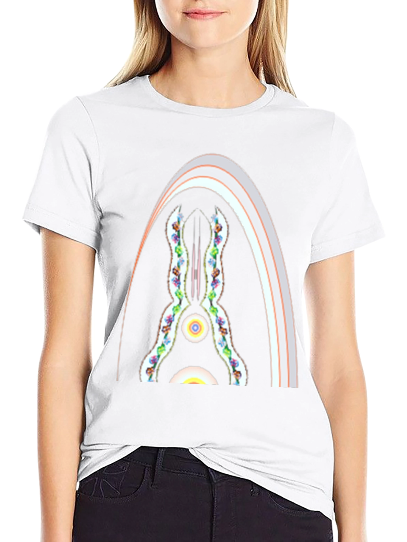Abstract Archway Graphic Tee - Black Cotton Blend
