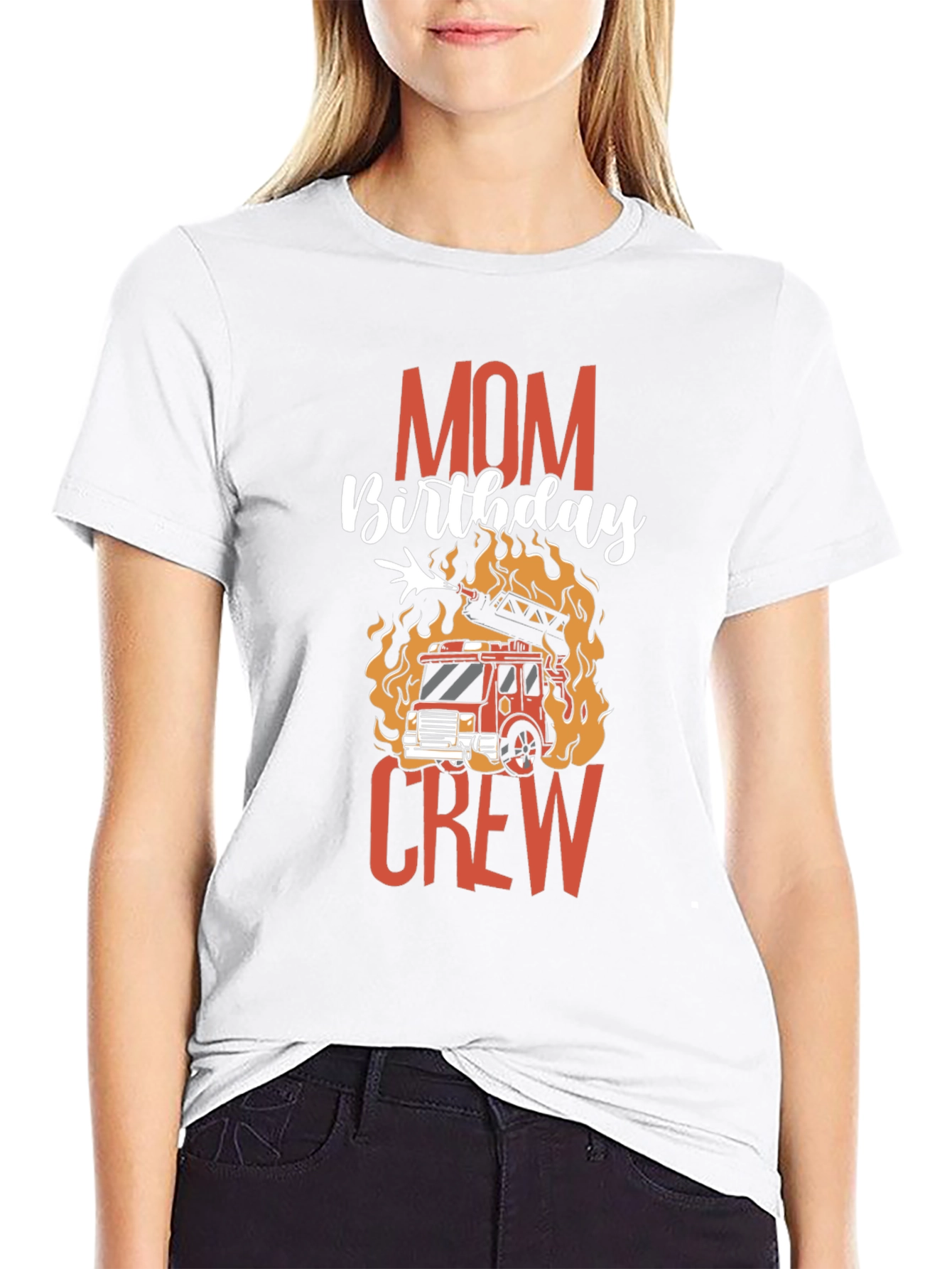 Mom Birthday Firetruck Crew Graphic T-Shirt