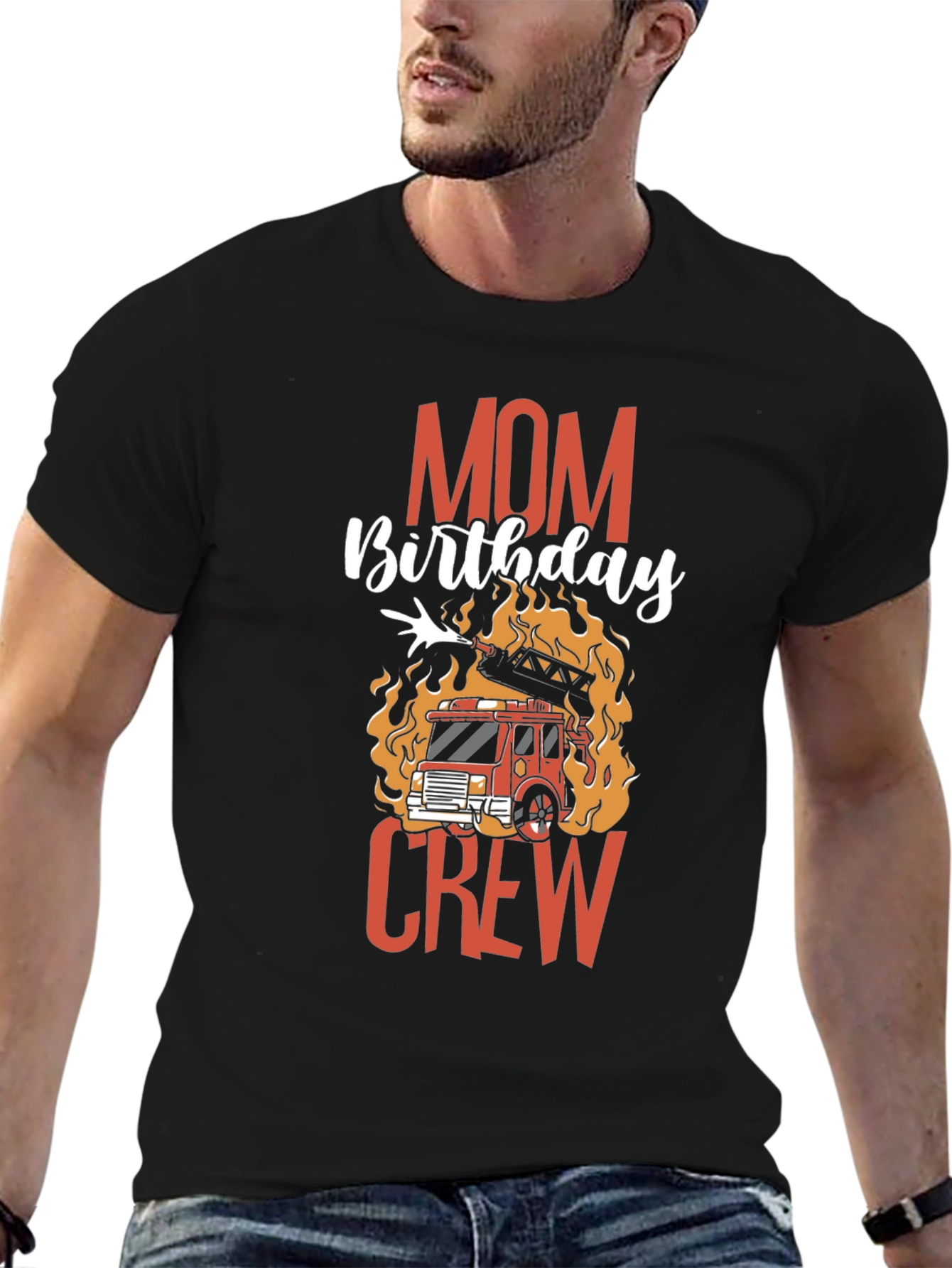 Mom Birthday Firetruck Crew Graphic T-Shirt