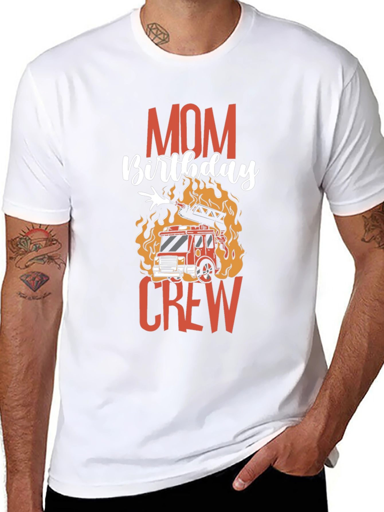 Mom Birthday Firetruck Crew Graphic T-Shirt