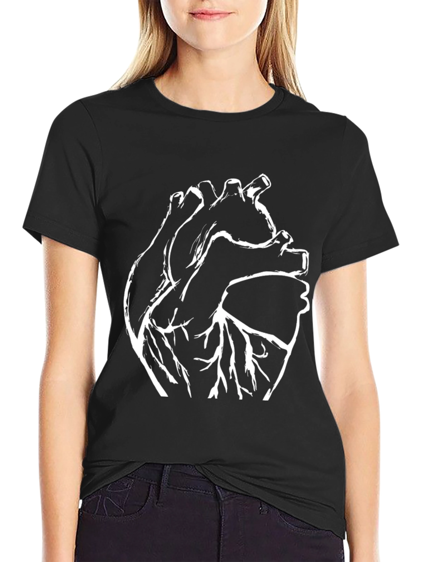 Anatomical Heart Graphic T-Shirt - Black