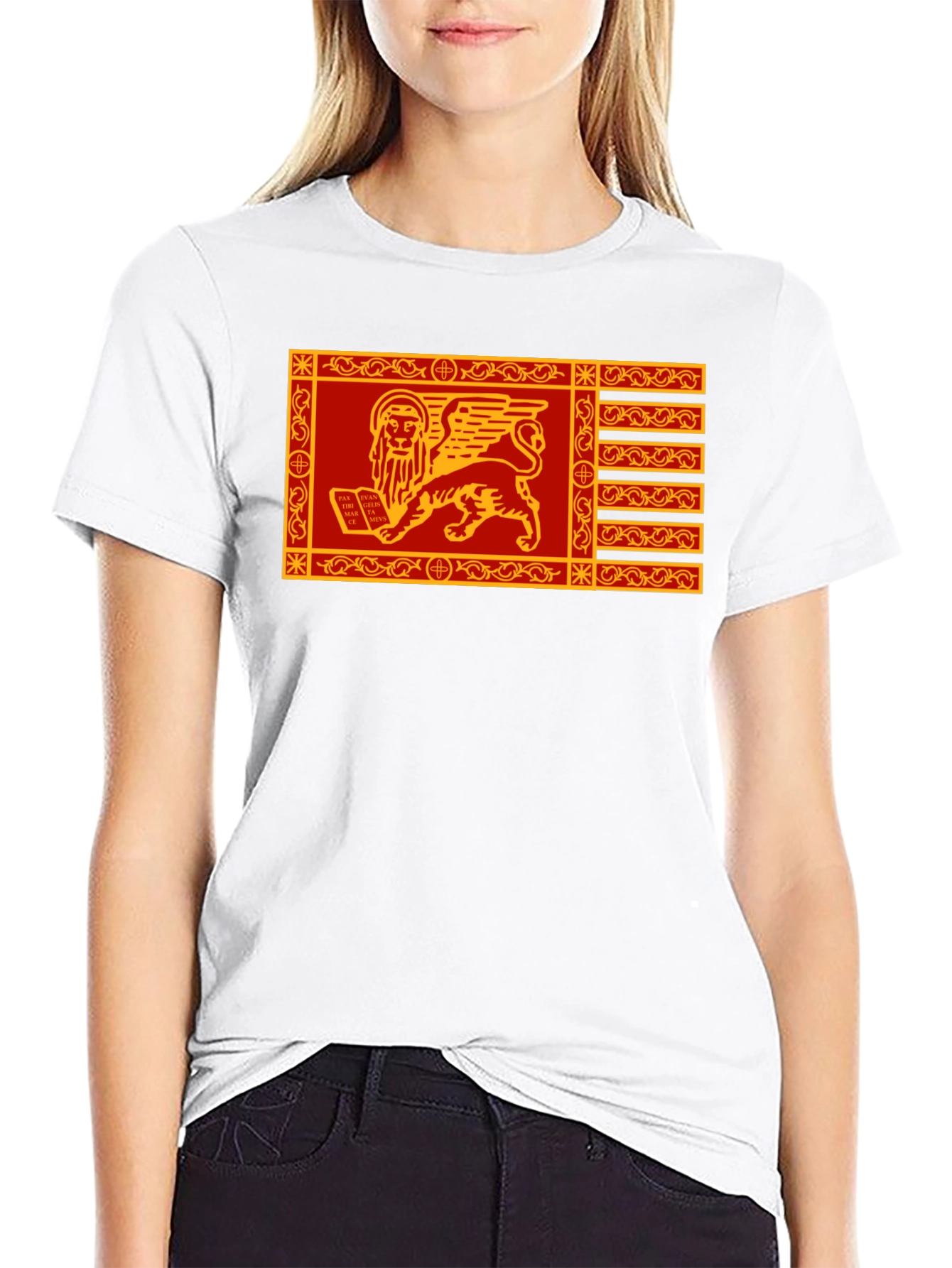 Venetian Flag Lion T-Shirt - Black Cotton Tee