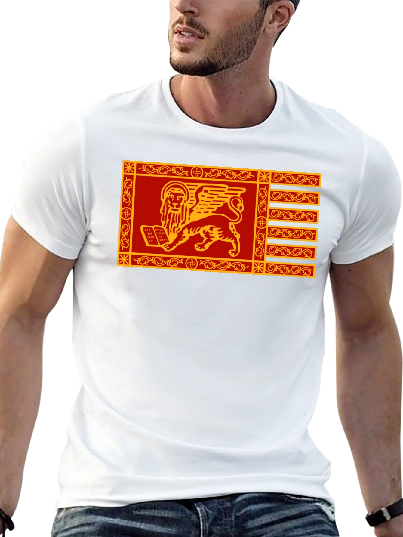 Venetian Flag Lion T-Shirt - Black Cotton Tee