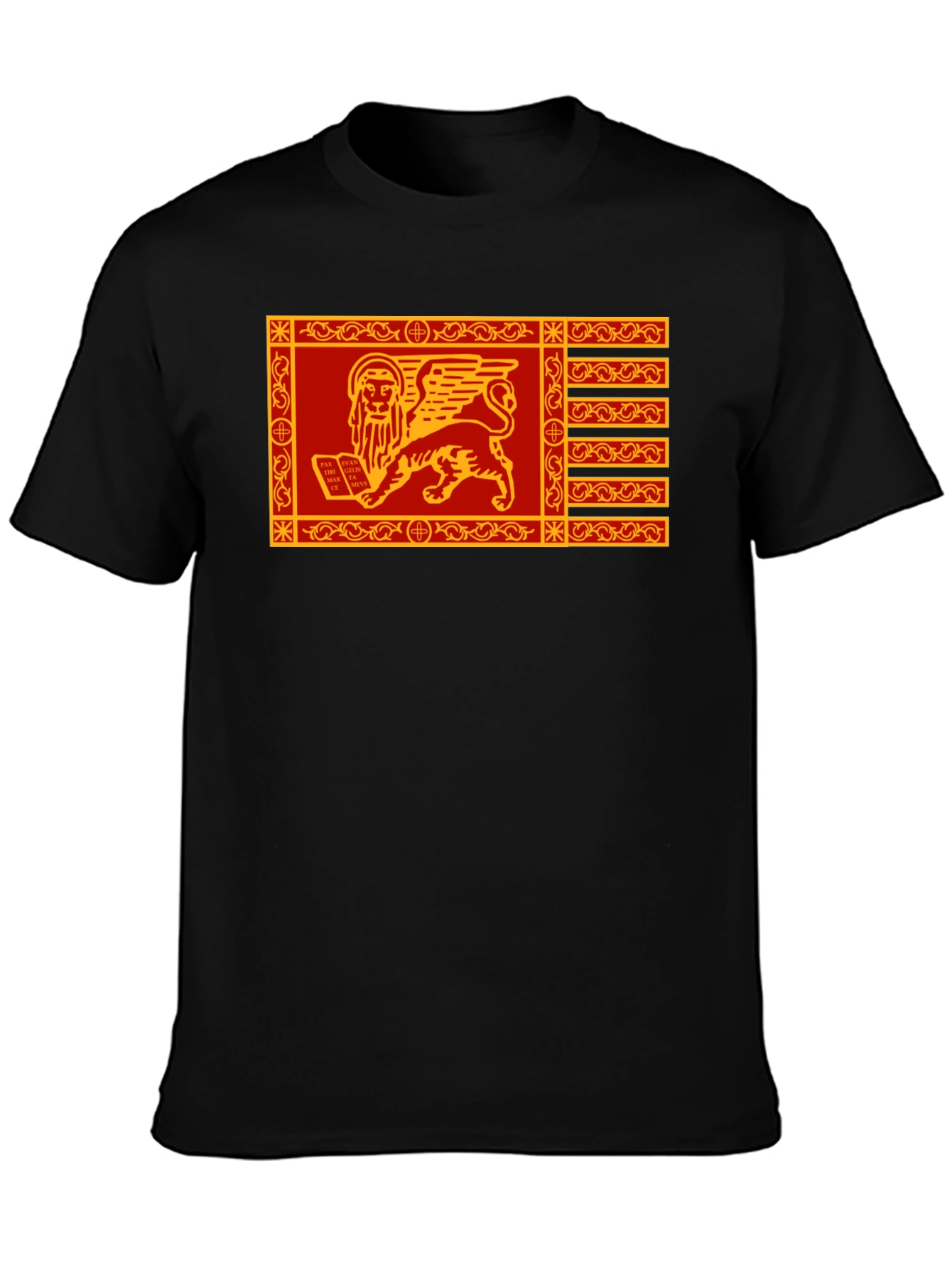 Venetian Flag Lion T-Shirt - Black Cotton Tee
