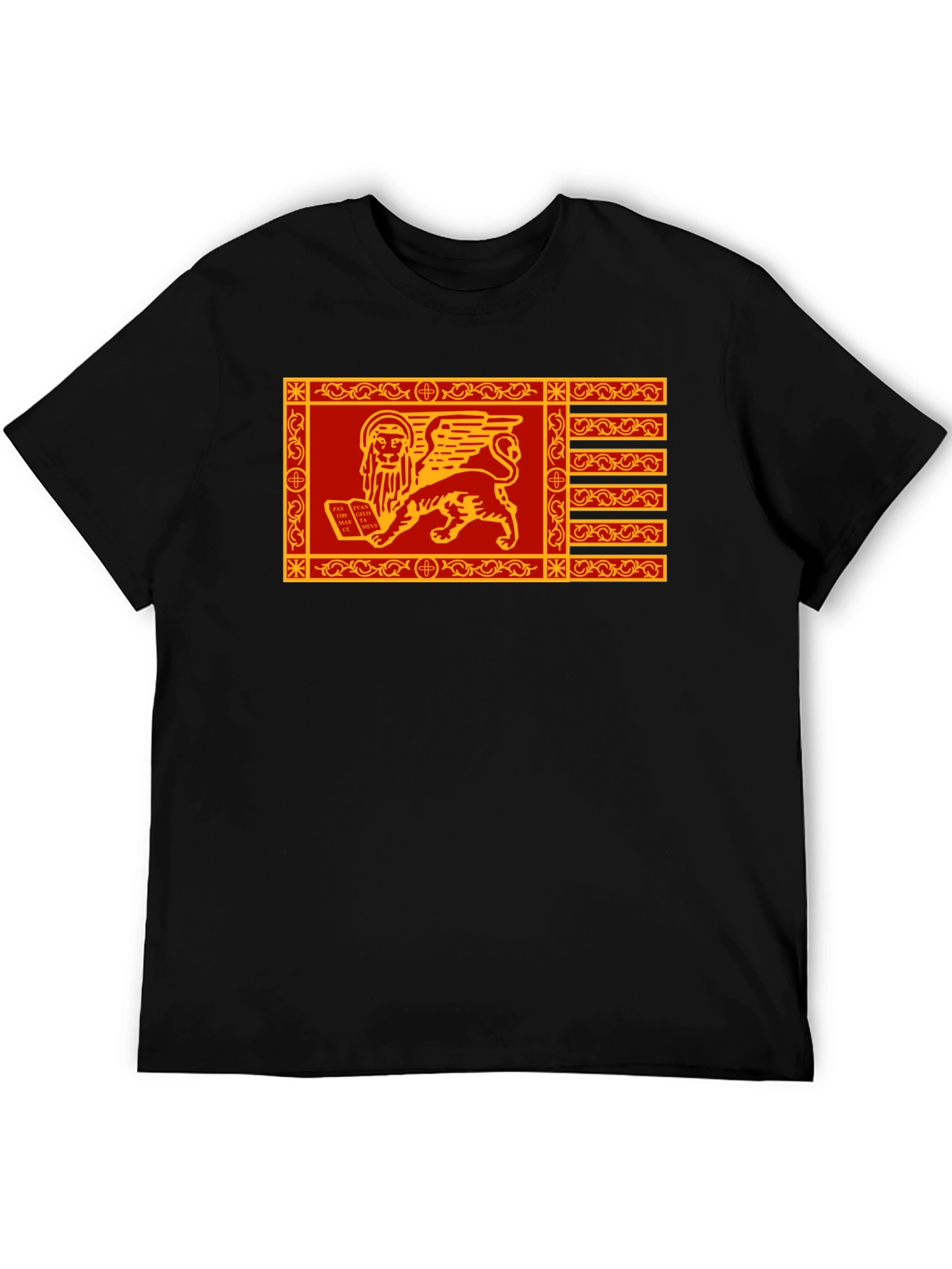 Venetian Flag Lion T-Shirt - Black Cotton Tee