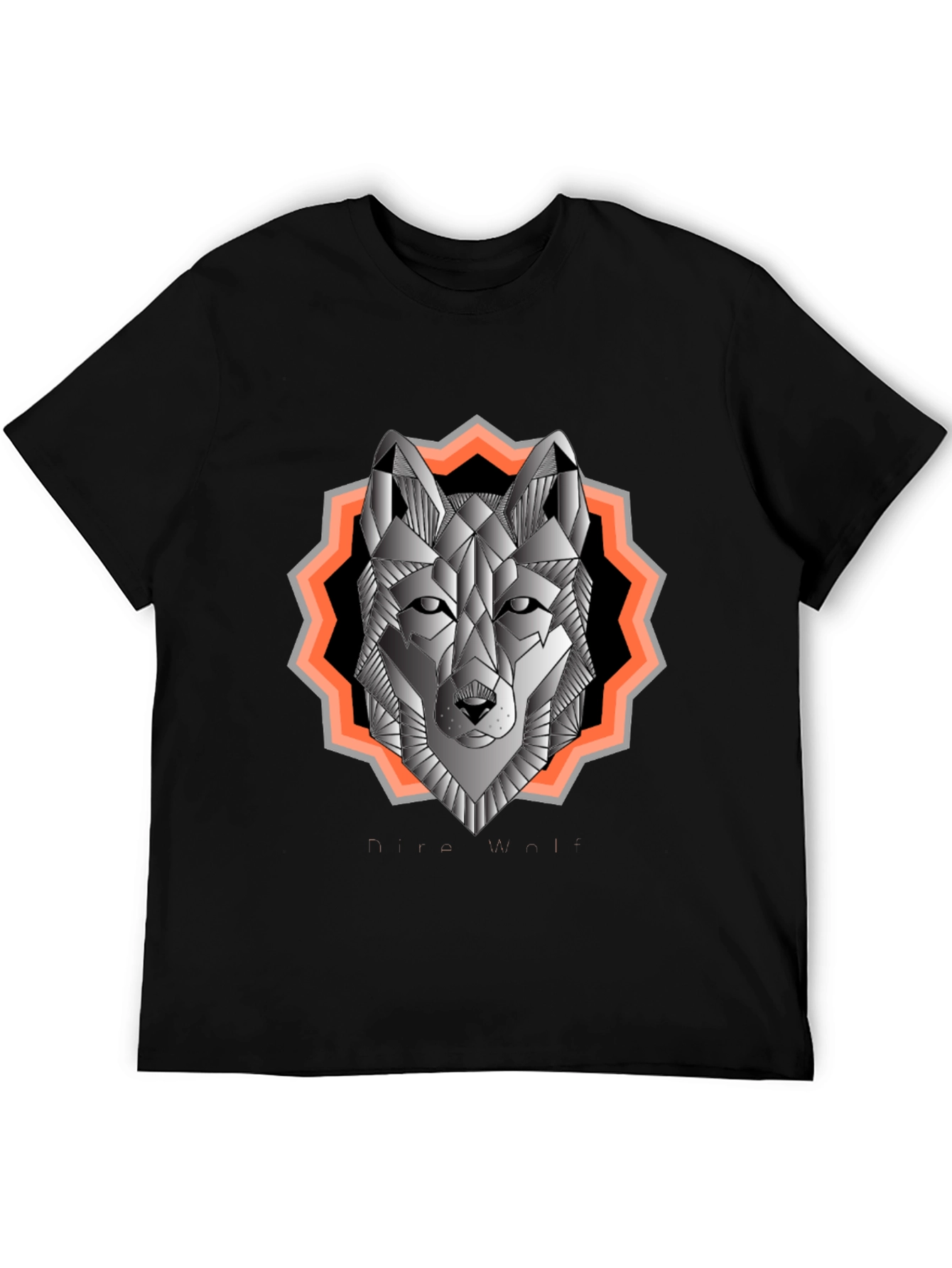 Geometric Wolf Graphic Tee - Black Cotton Blend