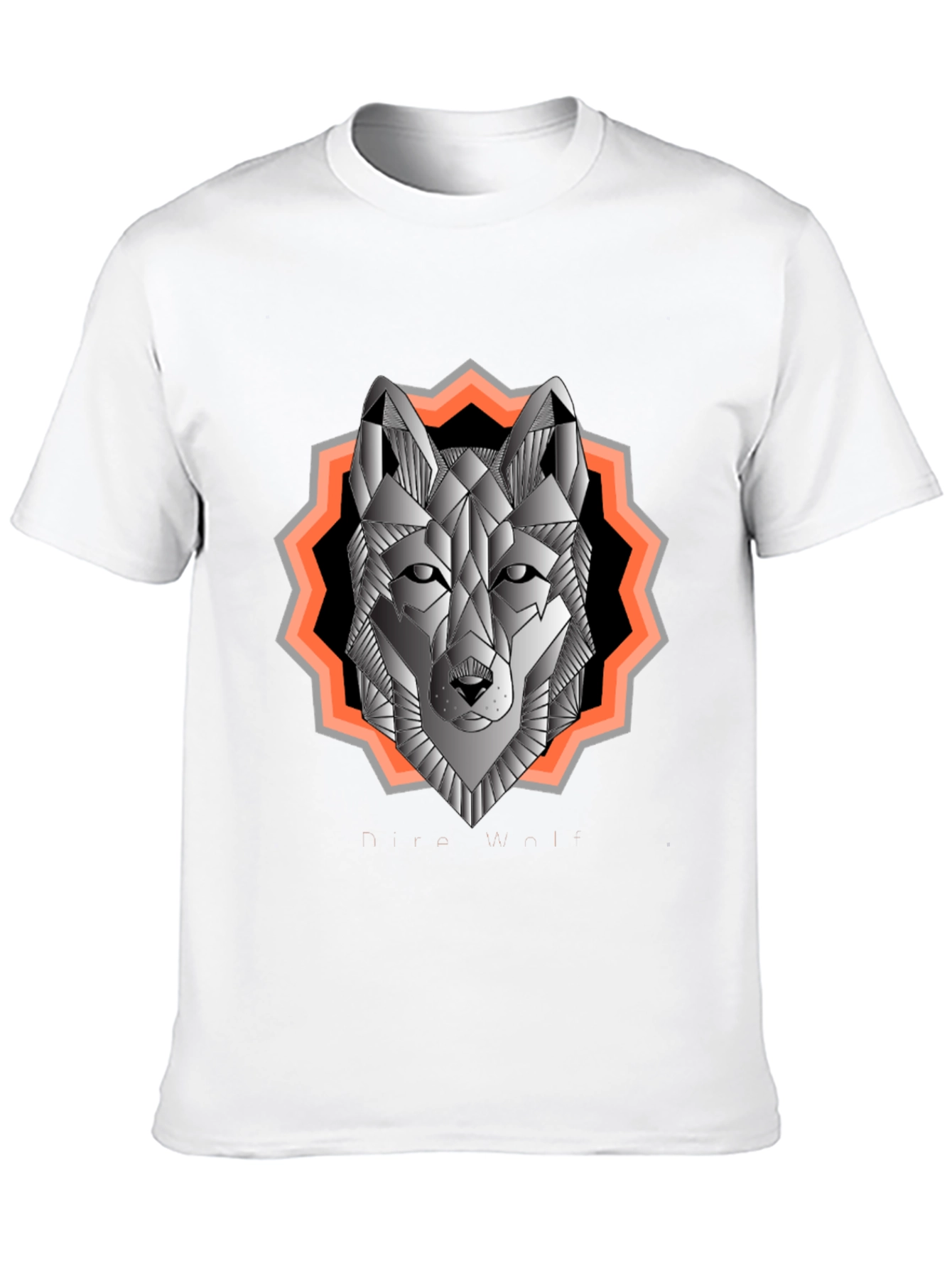 Geometric Wolf Graphic Tee - Black Cotton Blend